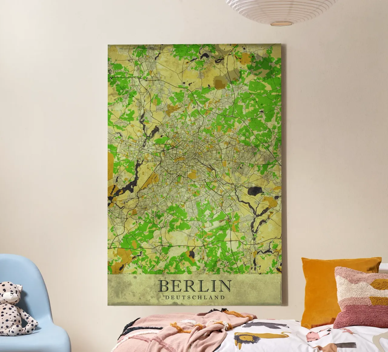 Moderne stadsplattegrond van Berlijn - Minimalistisch ontwerp canvas met Baklijst van CityMapPoster