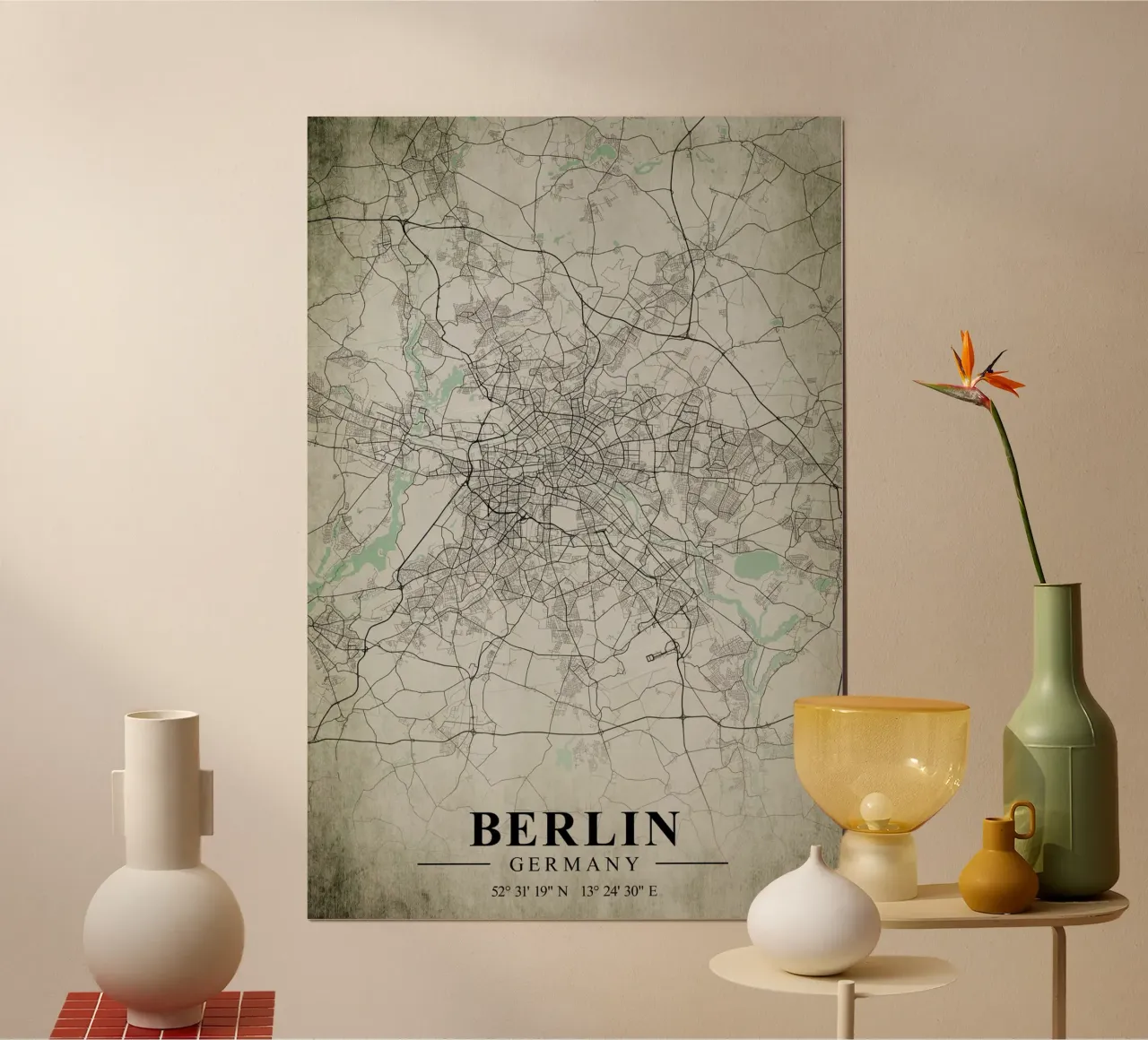 Arte moderna a Berlino - Mappa geometrica della città poster con telaio in plastica da CityMapPoster