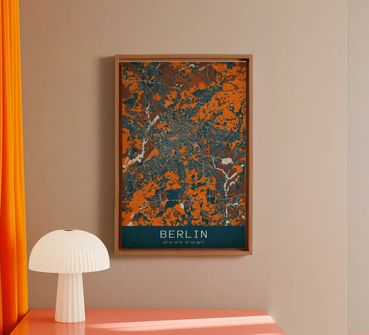 Stadsgezicht Berlijn - Poster in modern ontwerp canvas met Baklijst van CityMapPoster