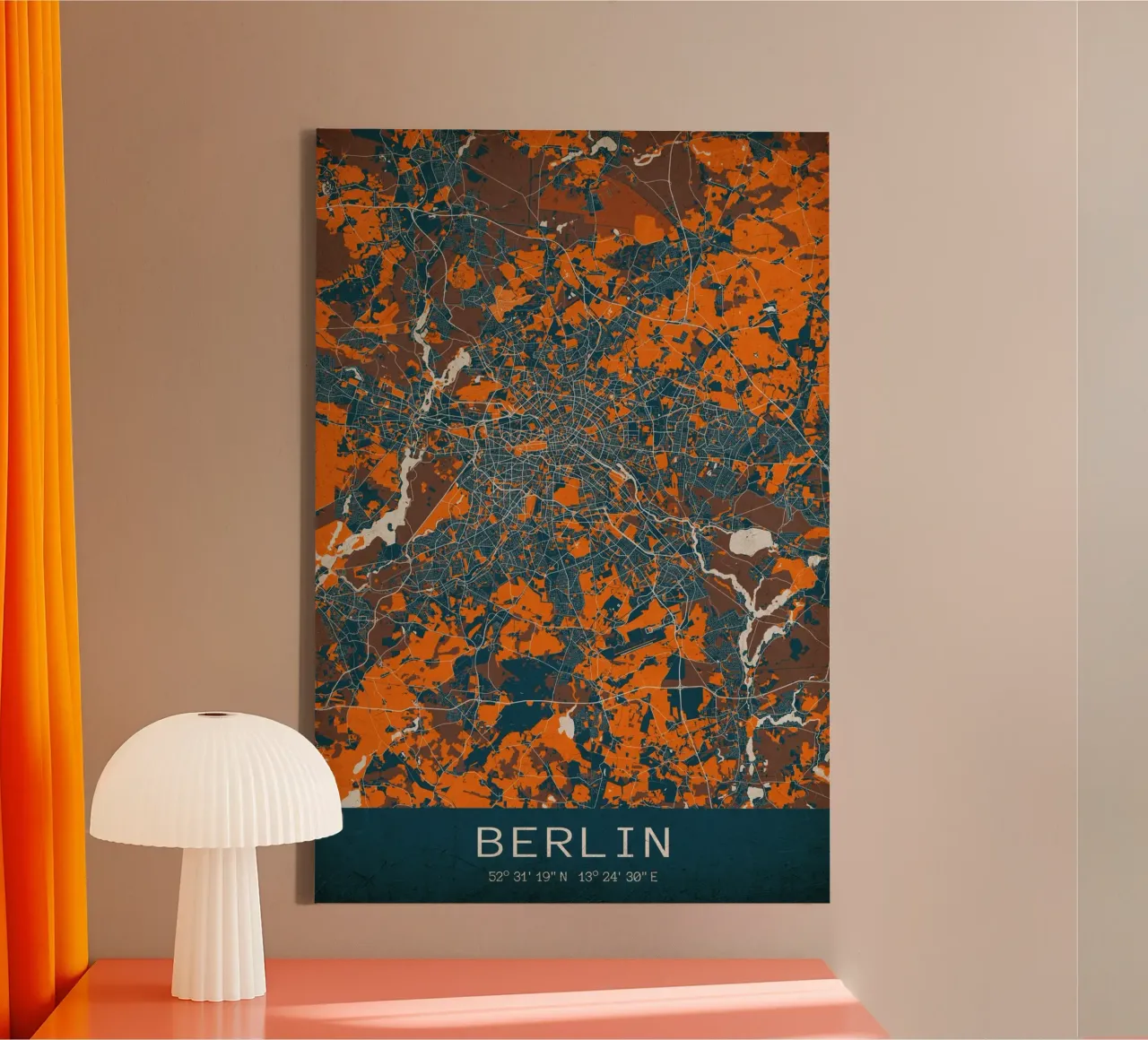 Stadsgezicht Berlijn - Poster in modern ontwerp canvas met Baklijst van CityMapPoster