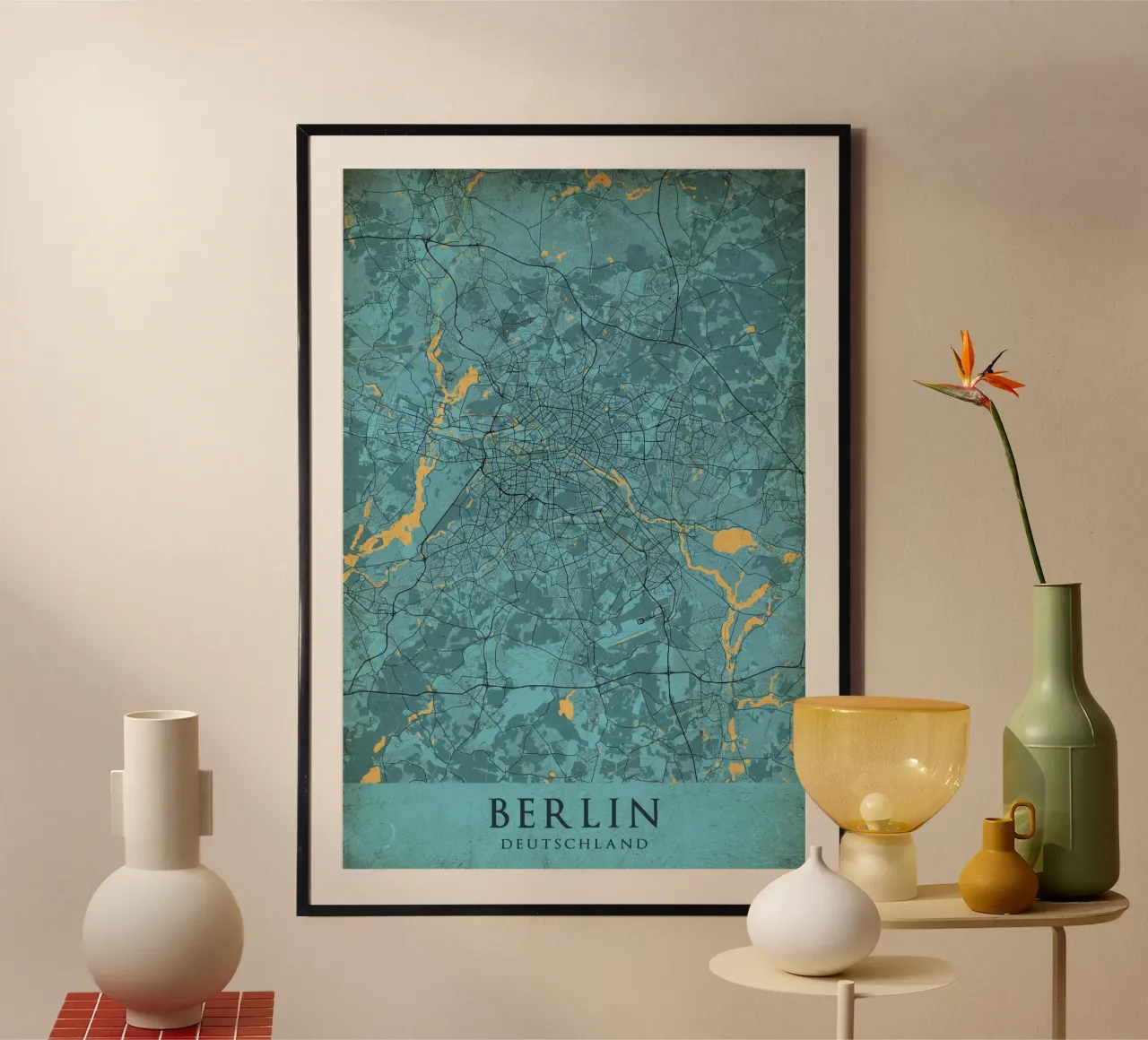 Stadsplattegrond Berlijn - Abstracte kunst op canvas poster van CityMapPoster