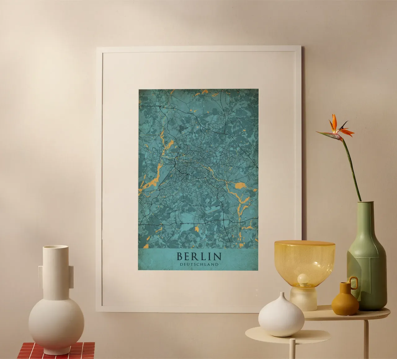 Stadsplattegrond Berlijn - Abstracte kunst op canvas poster van CityMapPoster