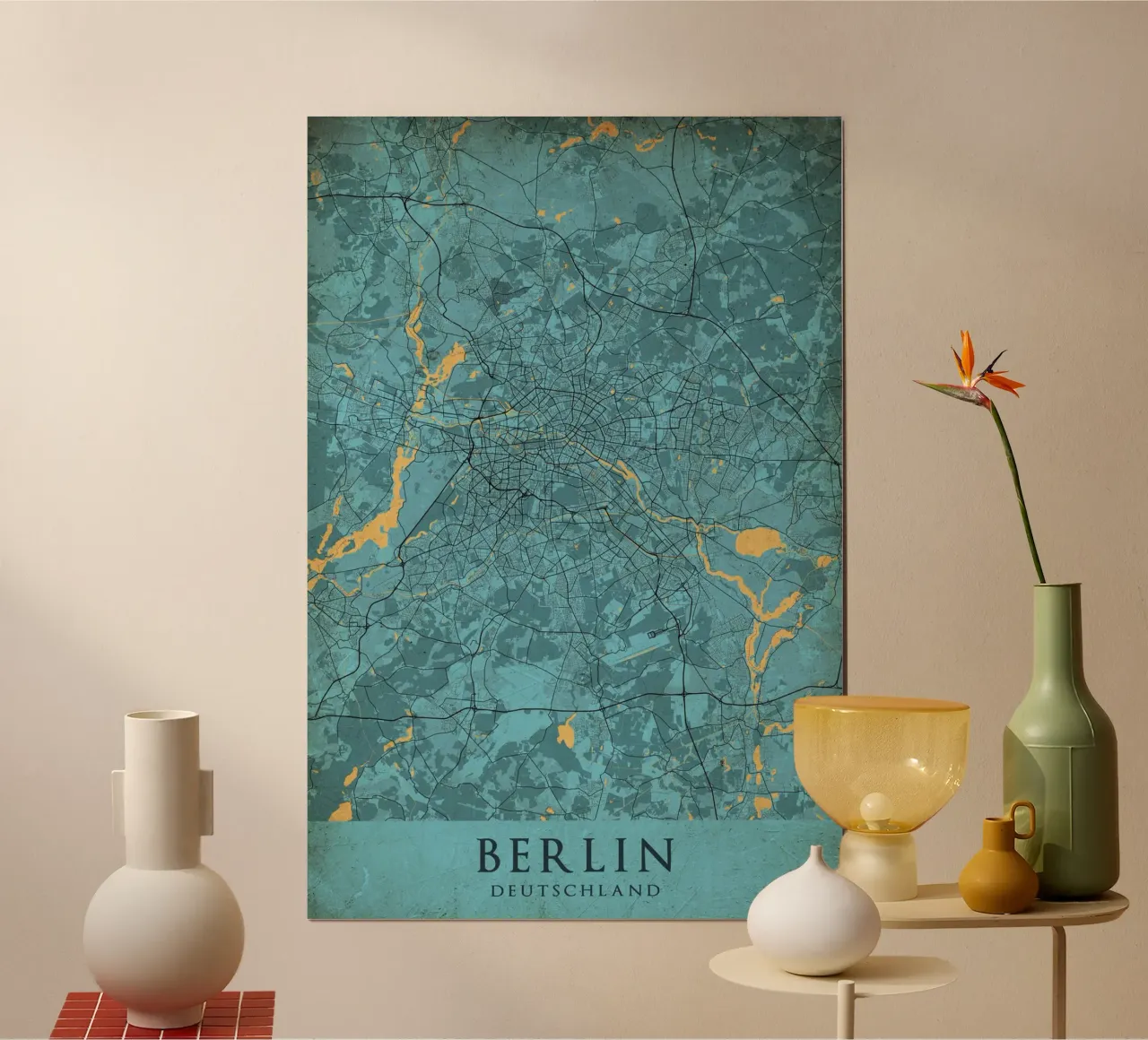 Stadsplattegrond Berlijn - Abstracte kunst op canvas poster van CityMapPoster