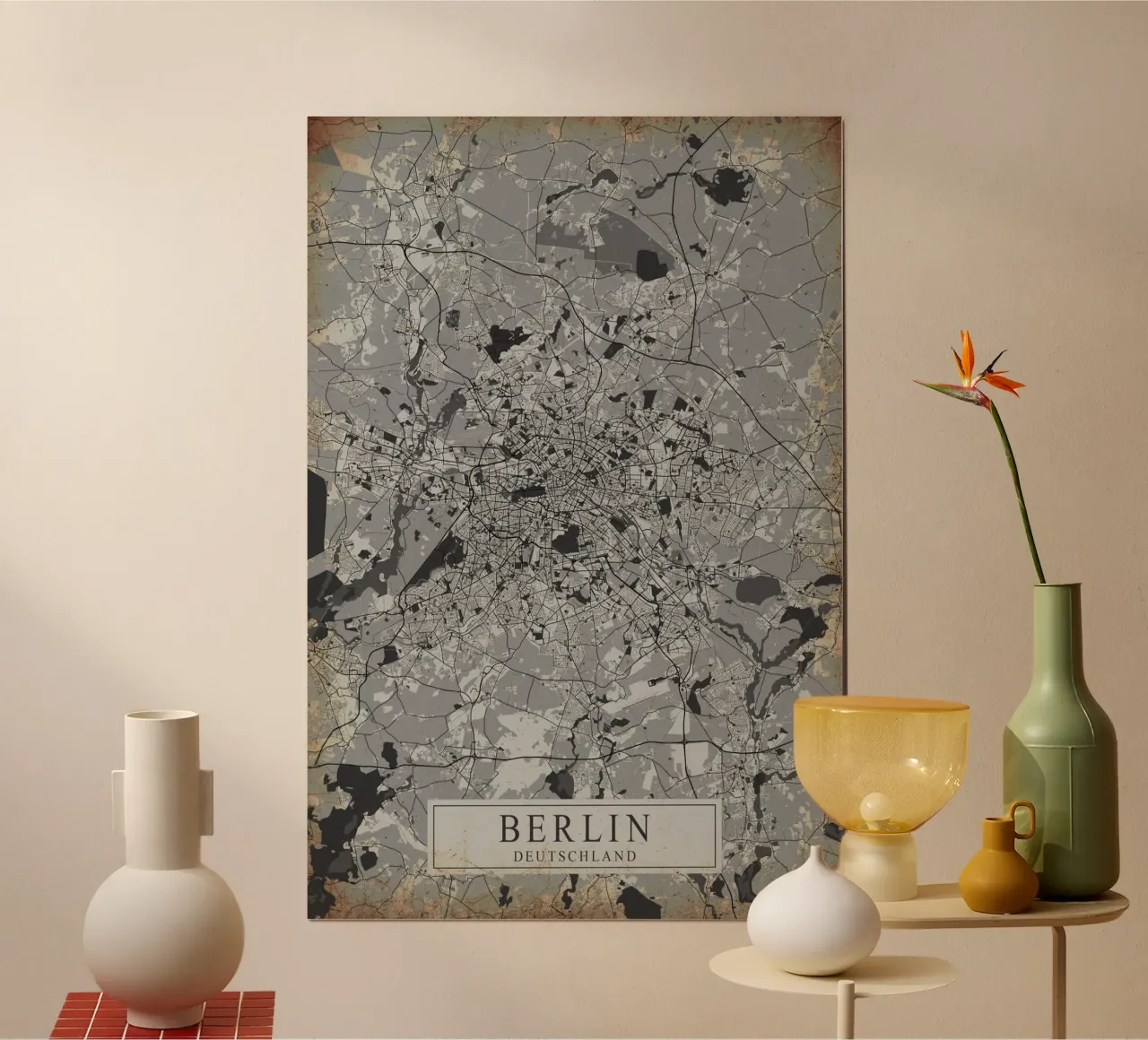Stadsplattegrond Berlijn - Abstracte muurkunst poster van CityMapPoster