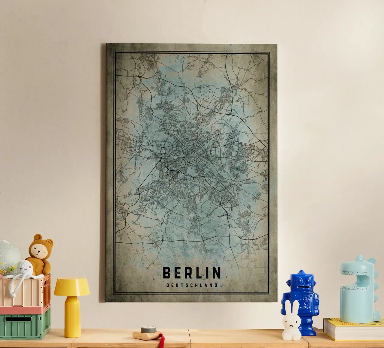 Stedelijk ontwerp: poster met stadsplattegrond van Berlijn canvas met Baklijst van CityMapPoster