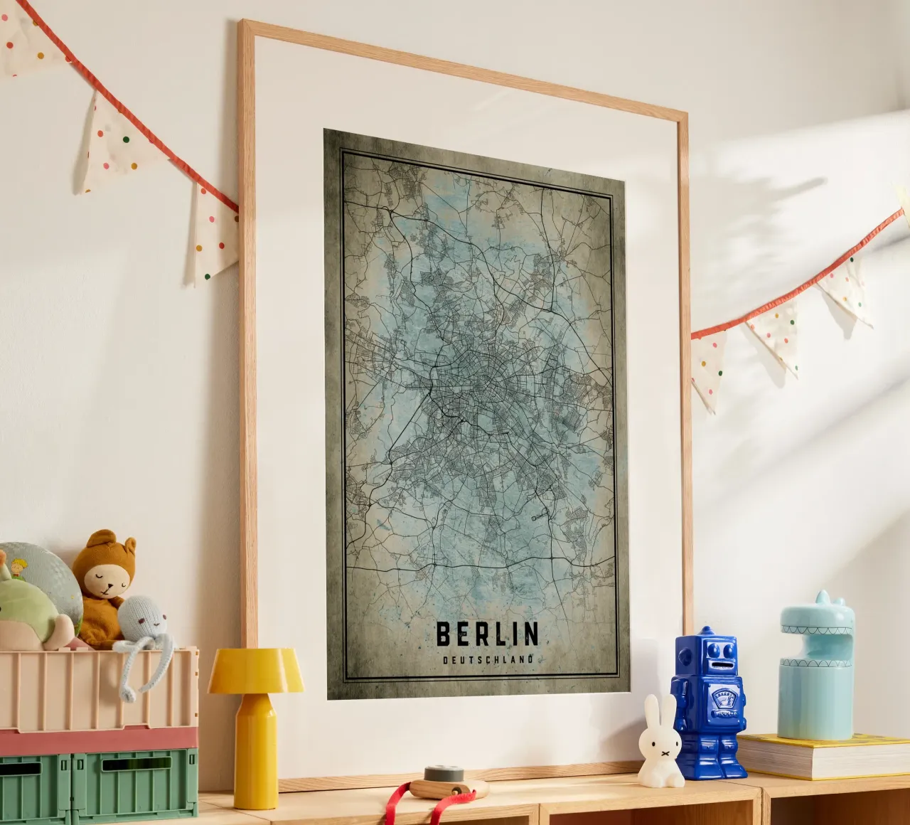 Stedelijk ontwerp: poster met stadsplattegrond van Berlijn poster met houten frame van CityMapPoster