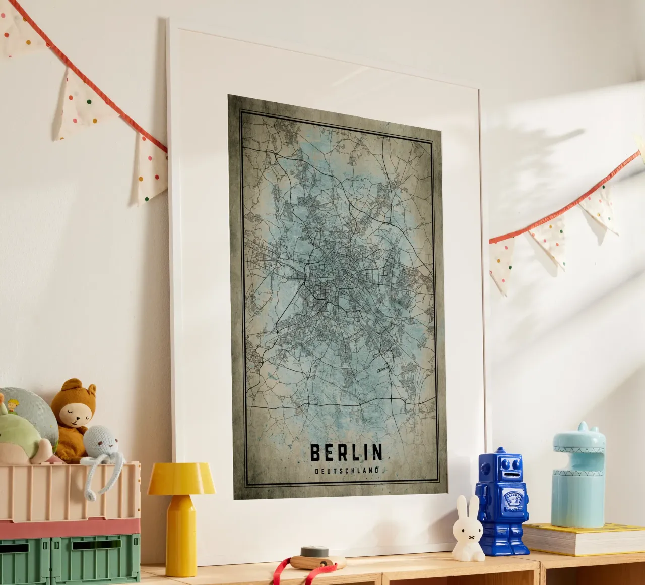 Stedelijk ontwerp: poster met stadsplattegrond van Berlijn poster met houten frame van CityMapPoster