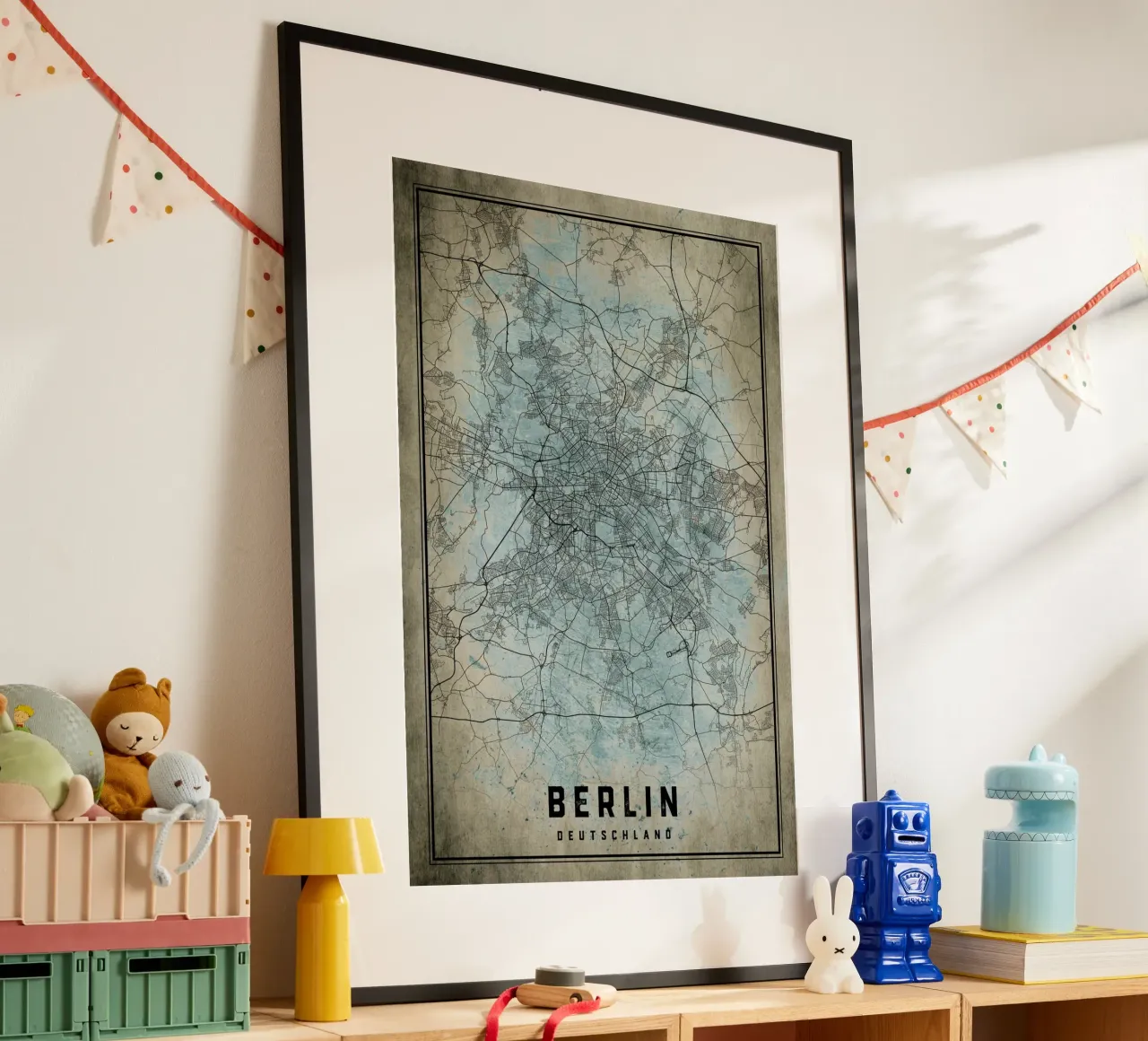 Stedelijk ontwerp: poster met stadsplattegrond van Berlijn poster met houten frame van CityMapPoster