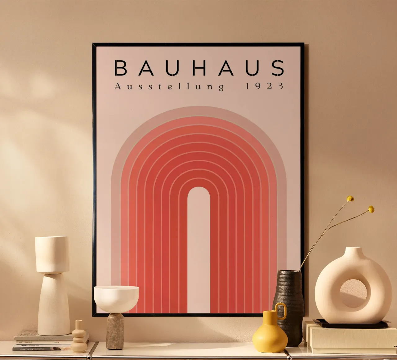 Poster Bauhaus - Arco geometrico 1923 poster con telaio in legno da Studio Vibe