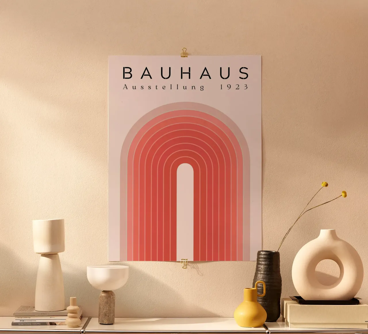 Poster Bauhaus - Arco geometrico 1923 poster con telaio in legno da Studio Vibe