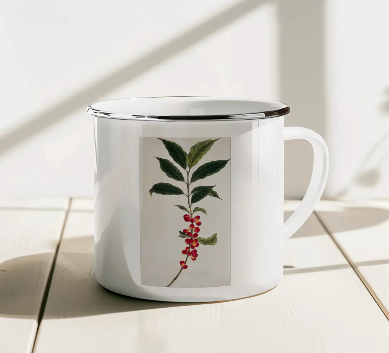 Coffee Branch: Botanical Illustration tazza in smalto da vintageshop