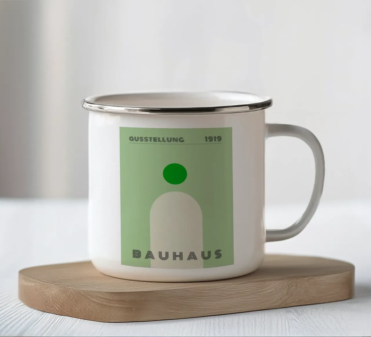 Poster Bauhaus - Verde Minimal 1919 tazza in smalto da Studio Vibe