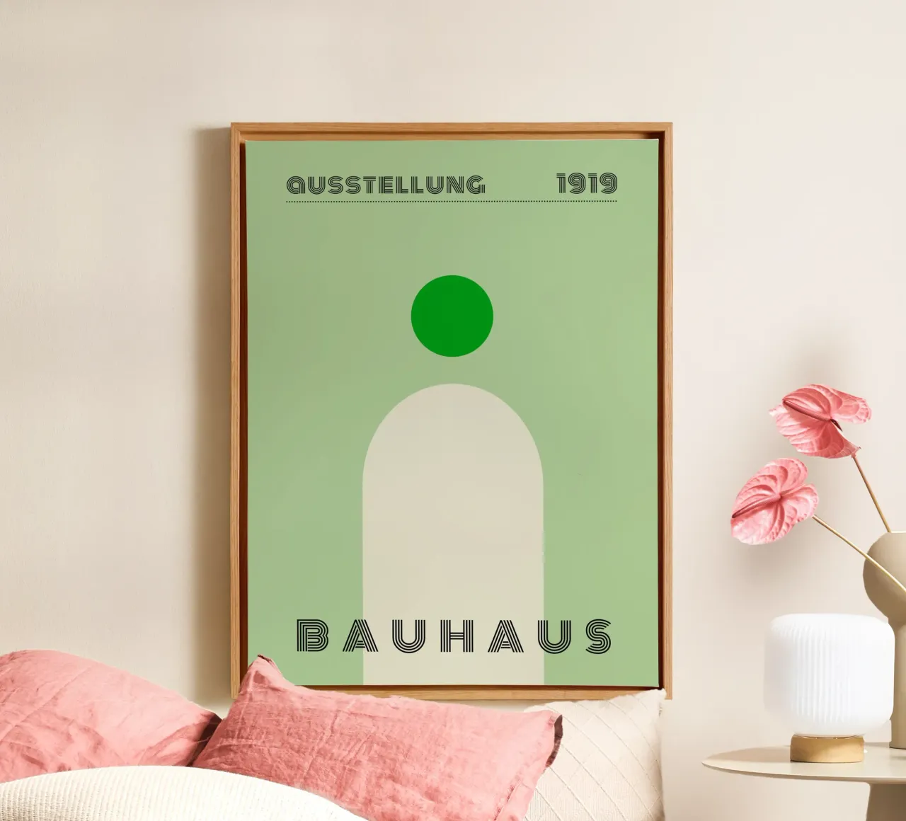 Bauhaus Poster - Groen Minimal 1919 canvas met Baklijst van Studio Vibe