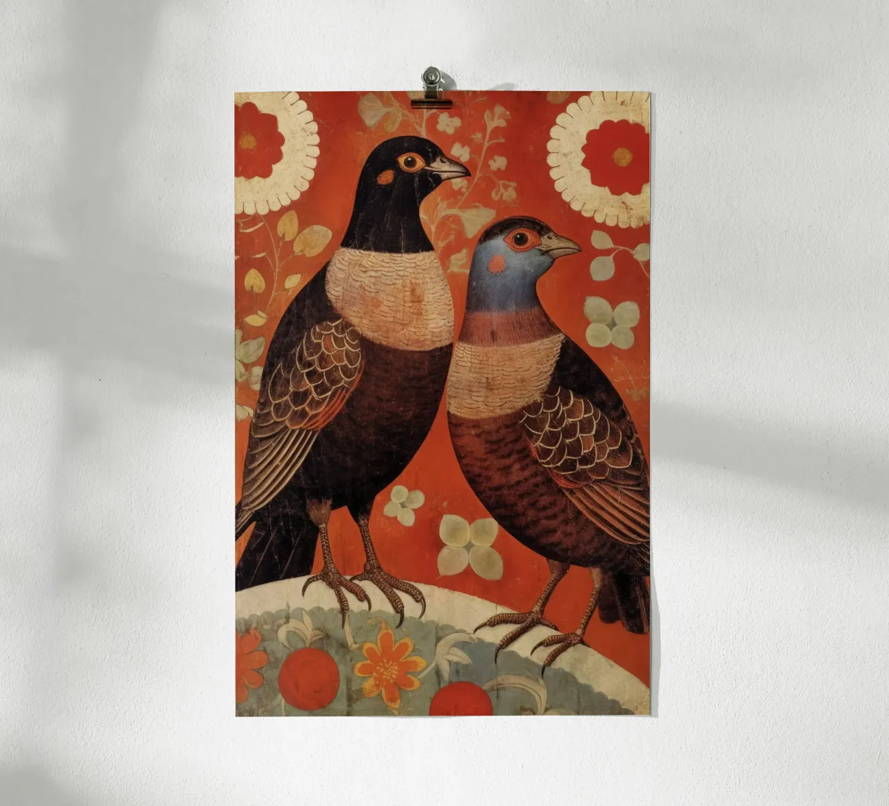 Nostalgic Birds poster con telaio in legno da treechild