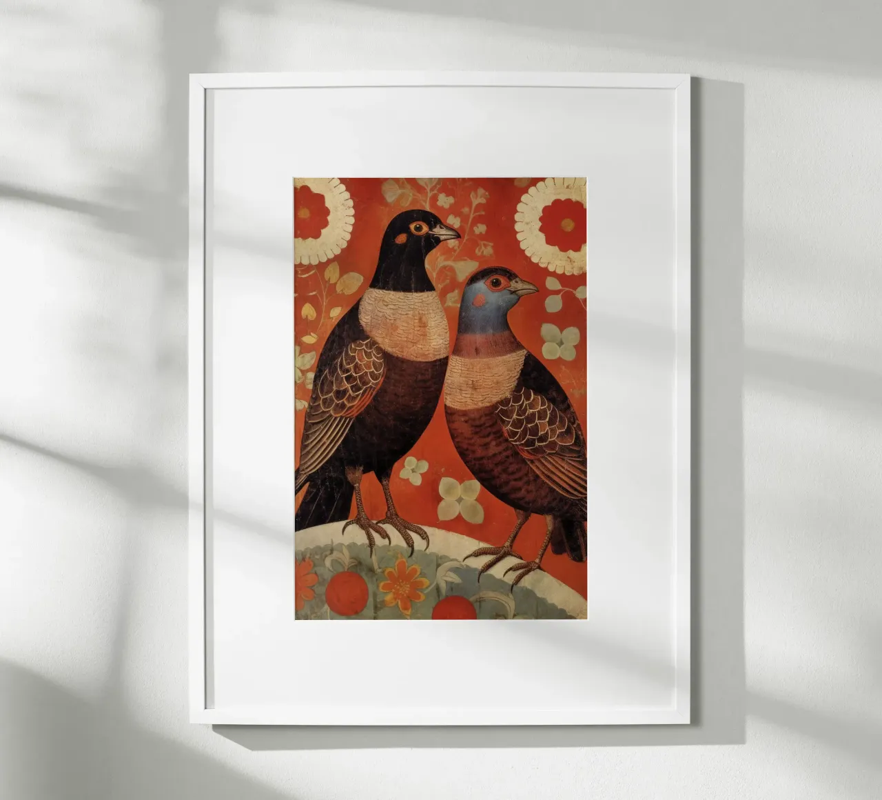 Nostalgic Birds poster con telaio in legno da treechild