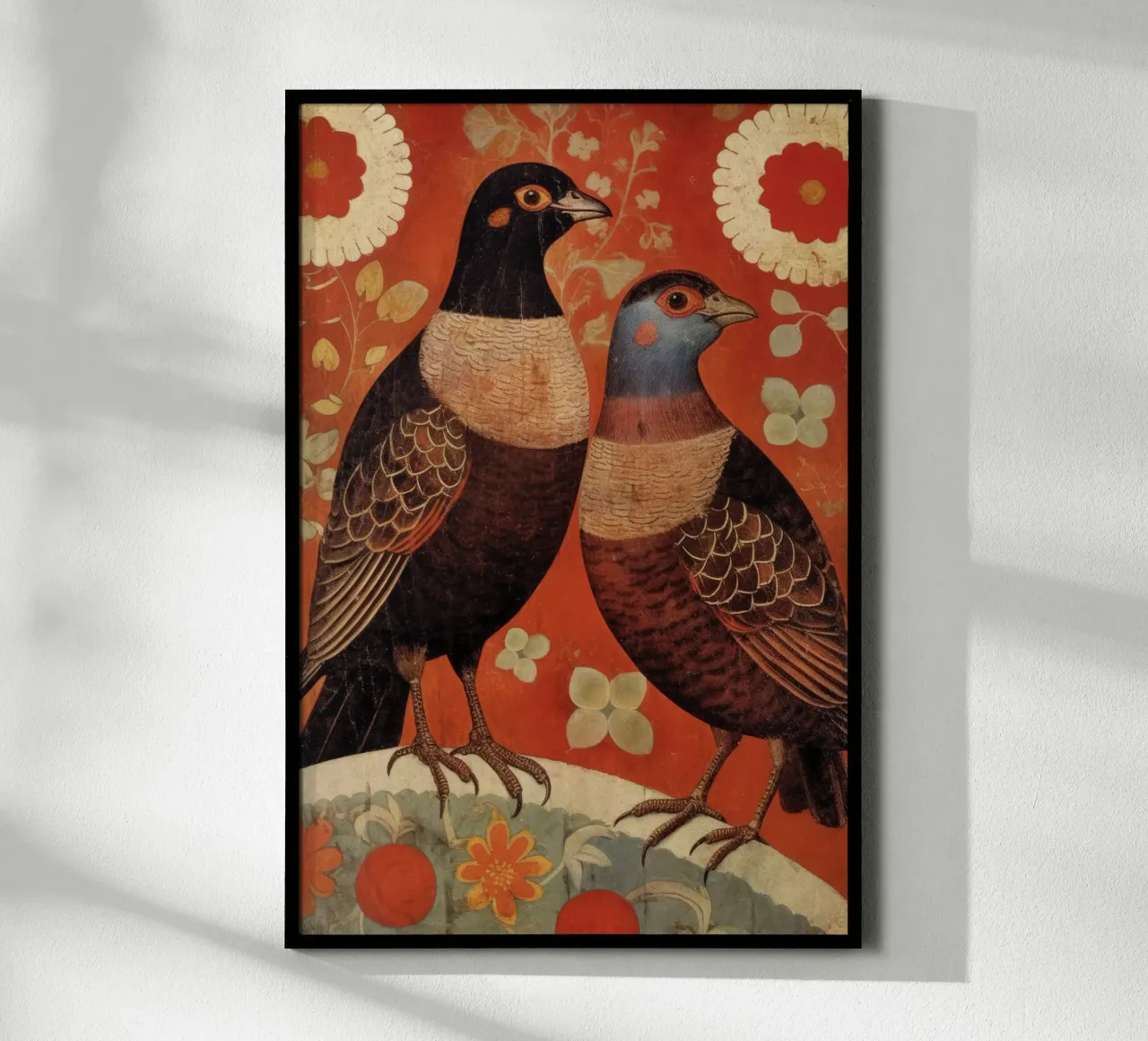 Nostalgic Birds poster con telaio in legno da treechild