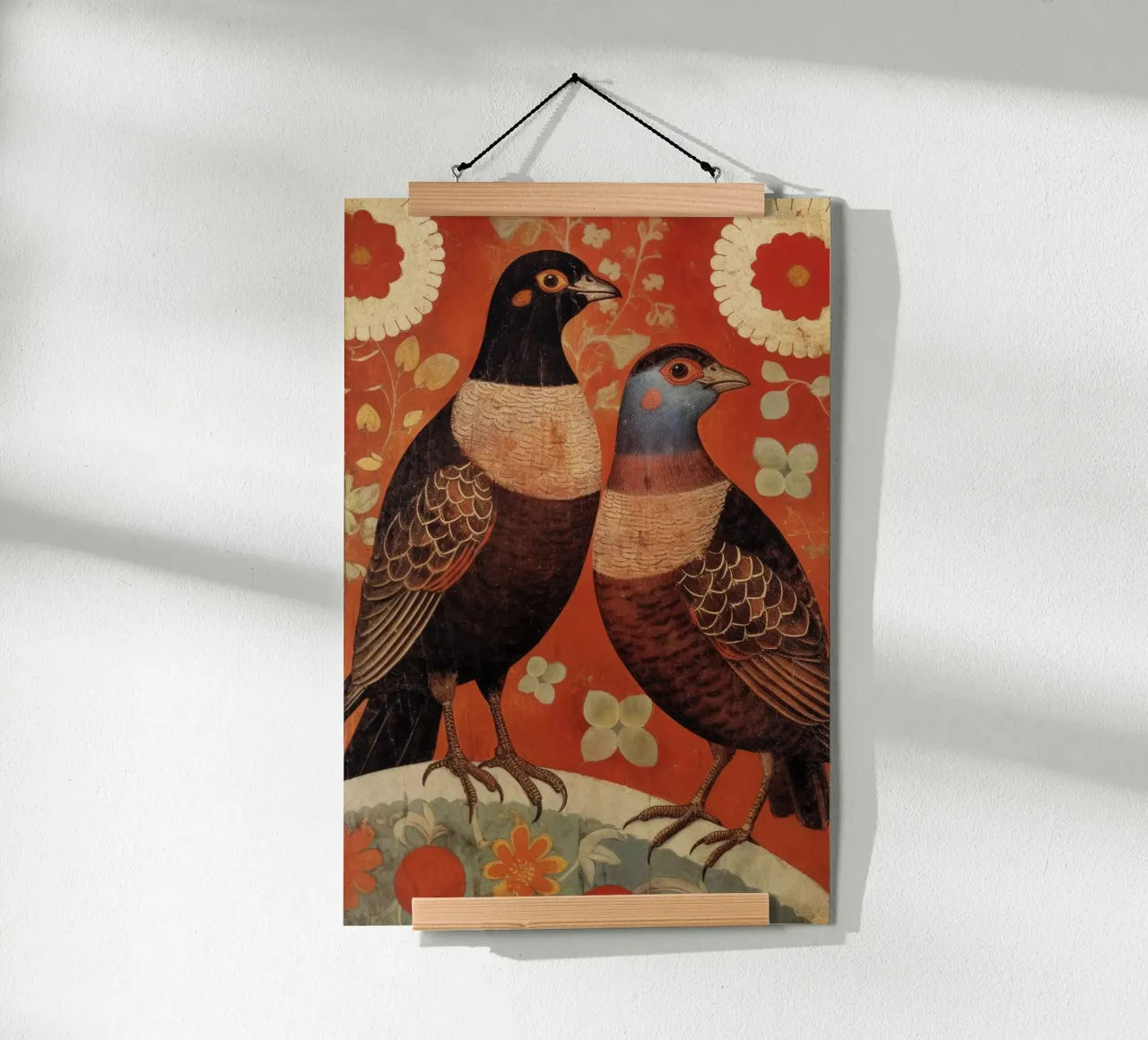 Nostalgic Birds poster con telaio in legno da treechild