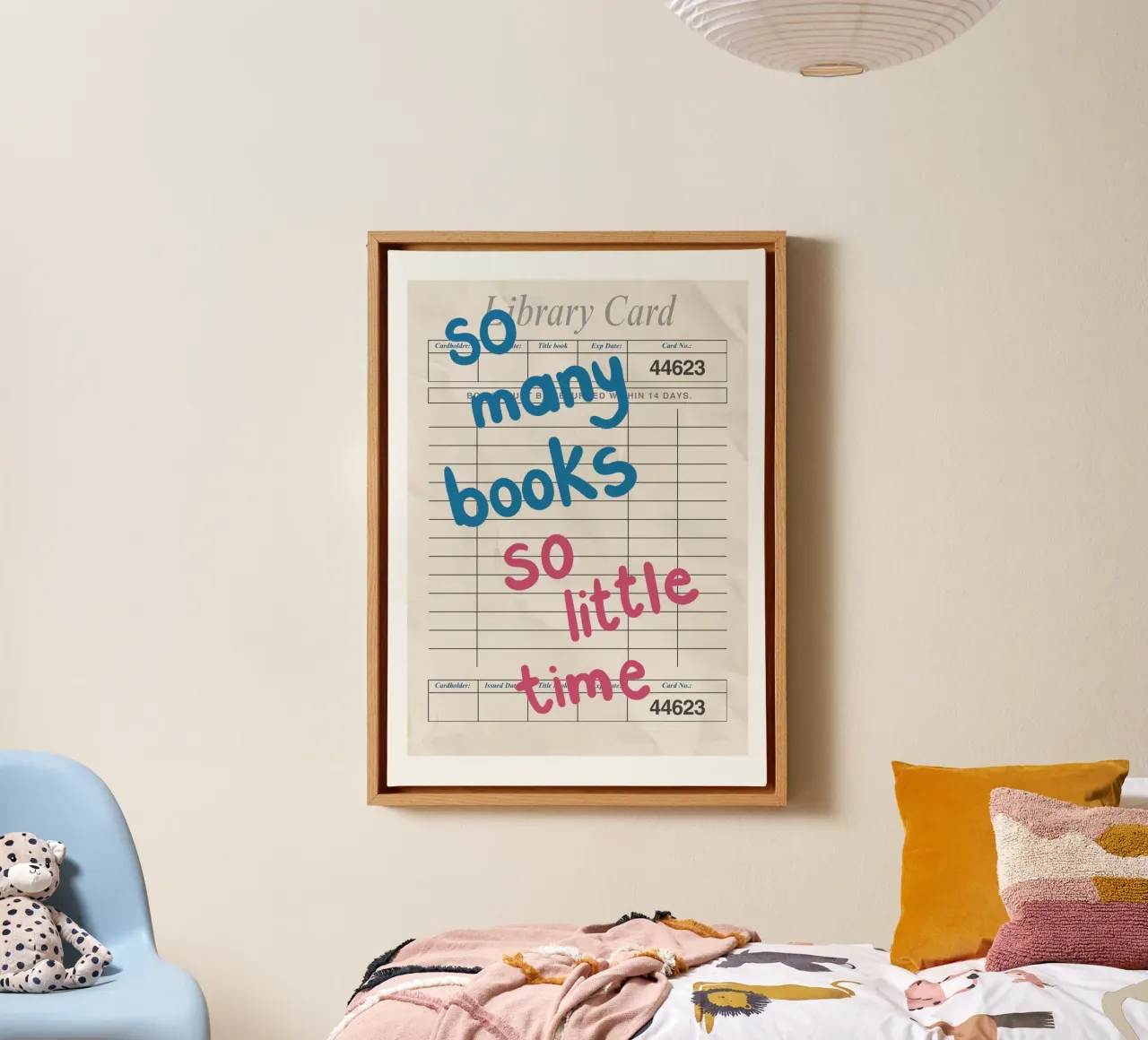 "So Many Books So Little Time" Library Card Poster canvas with Floater frame by vintagepod