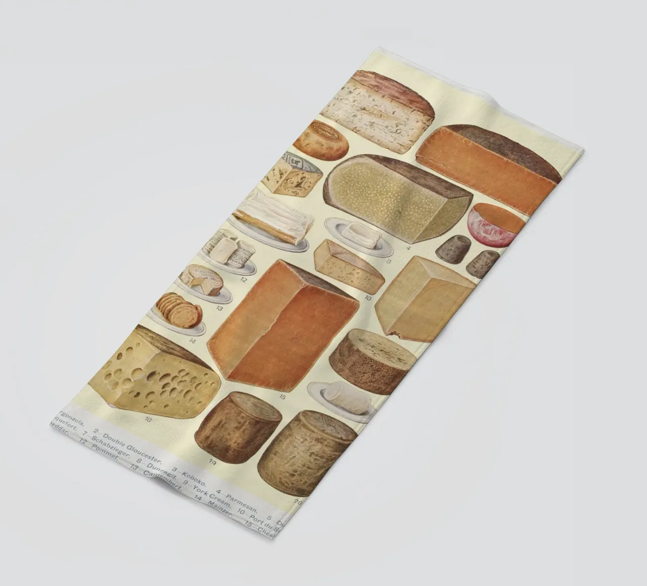 various cheeses vintage illustration serviette de plage de vintageshop