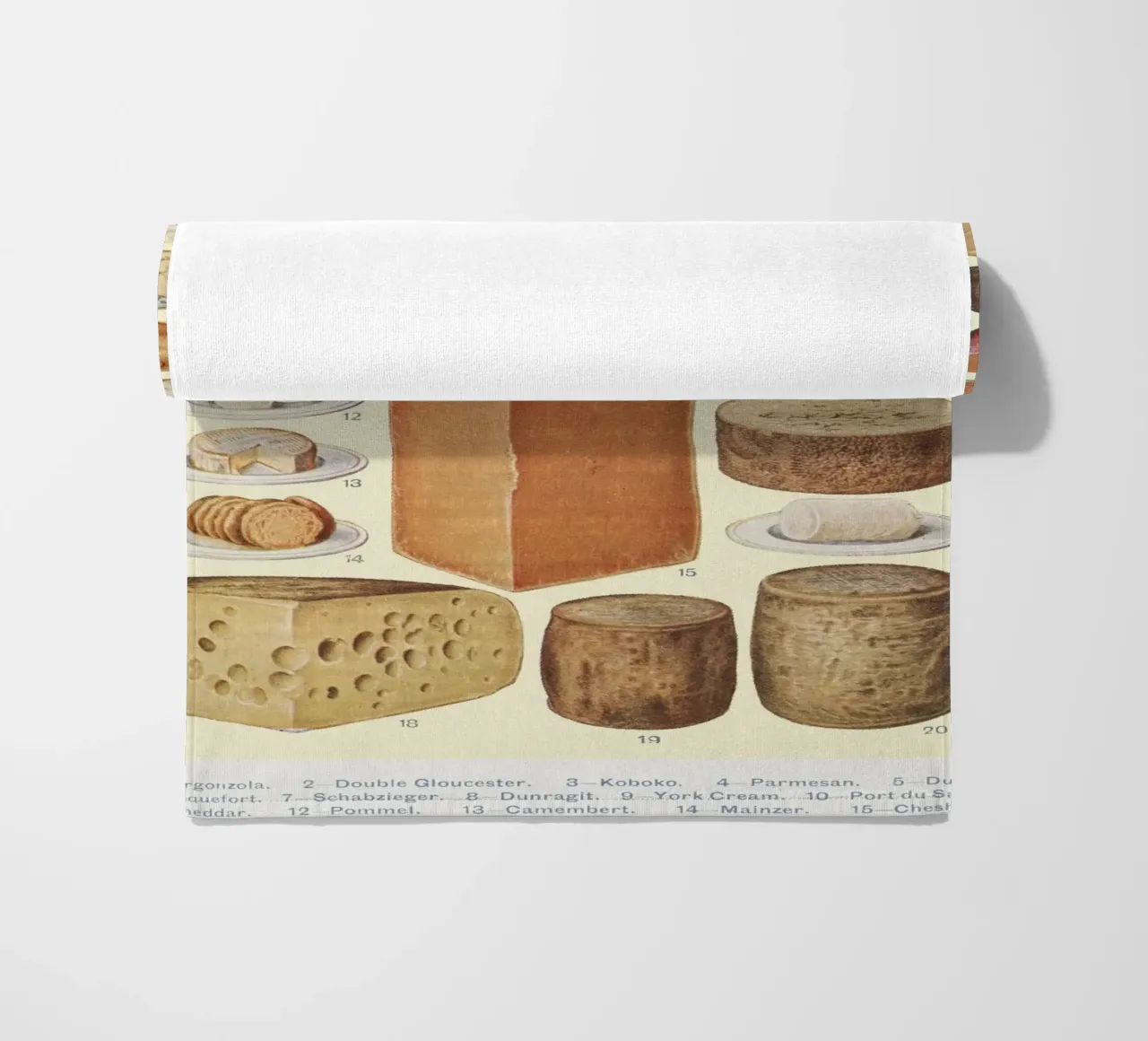 various cheeses vintage illustration serviette de plage de vintageshop