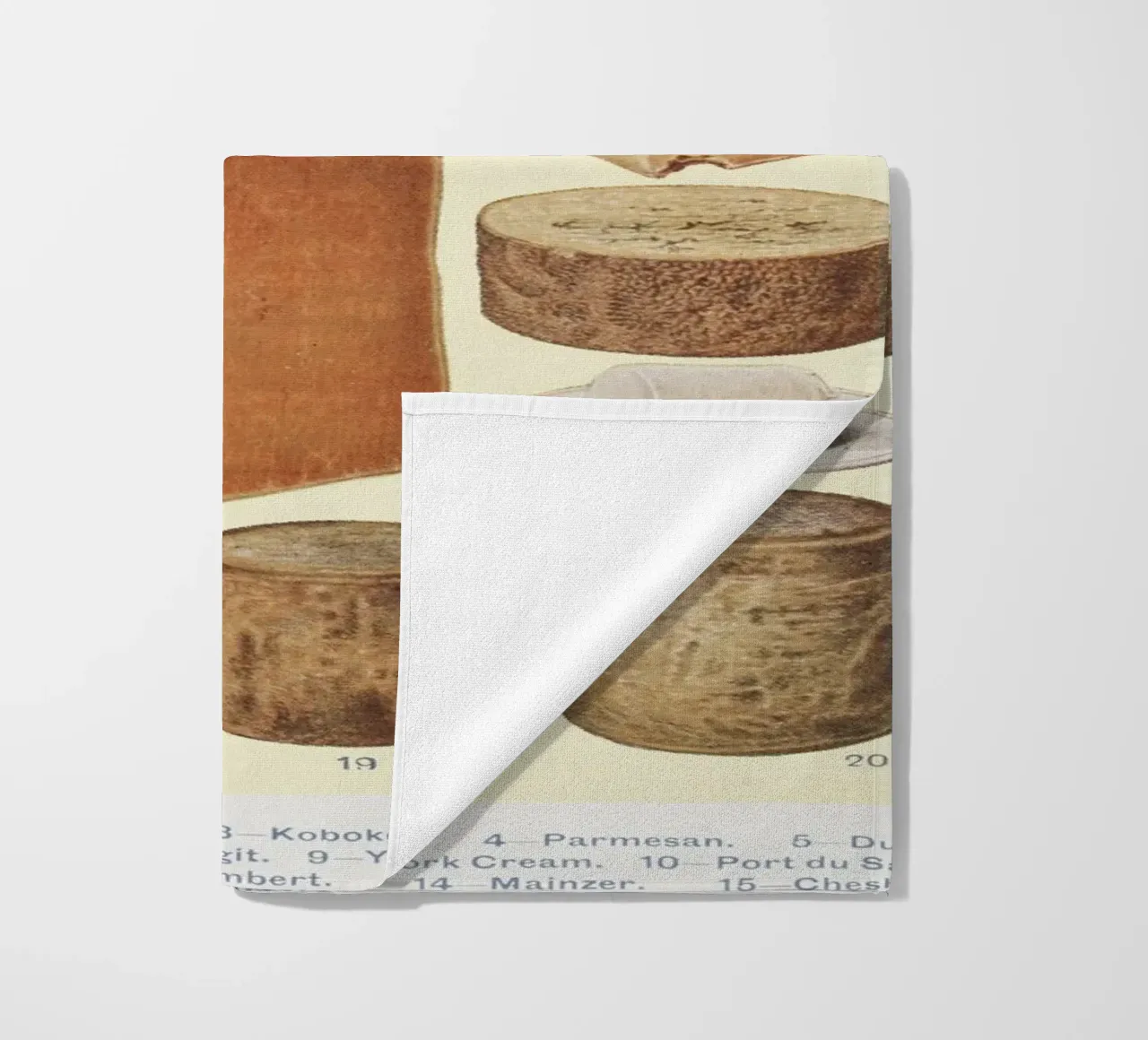 various cheeses vintage illustration serviette de plage de vintageshop