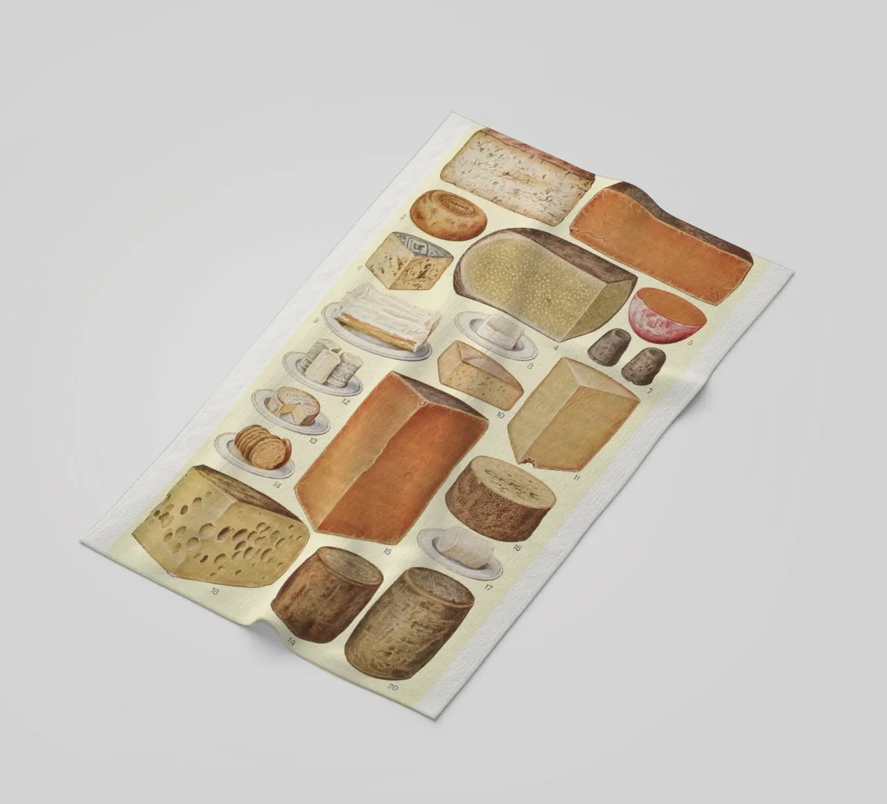 various cheeses vintage illustration serviette de plage de vintageshop