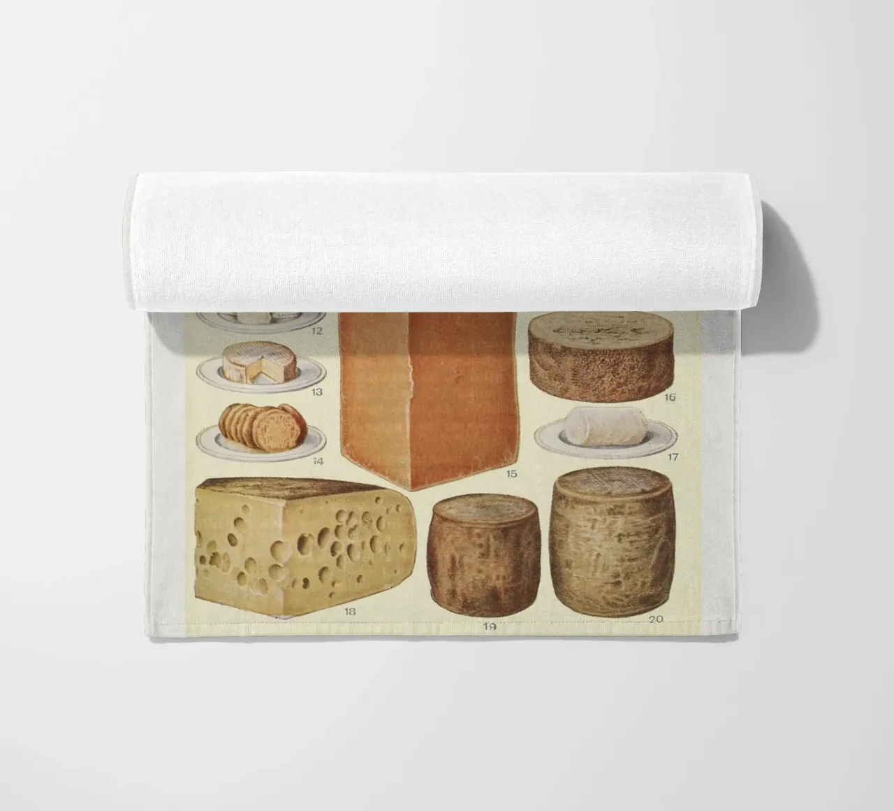 various cheeses vintage illustration serviette de plage de vintageshop