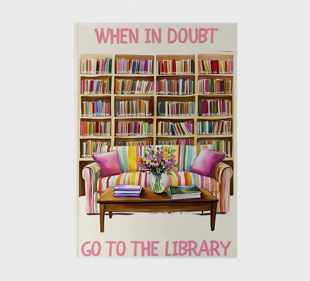 "Go to the Library" Cozy Reading Nook Poster notebook by vintagepod