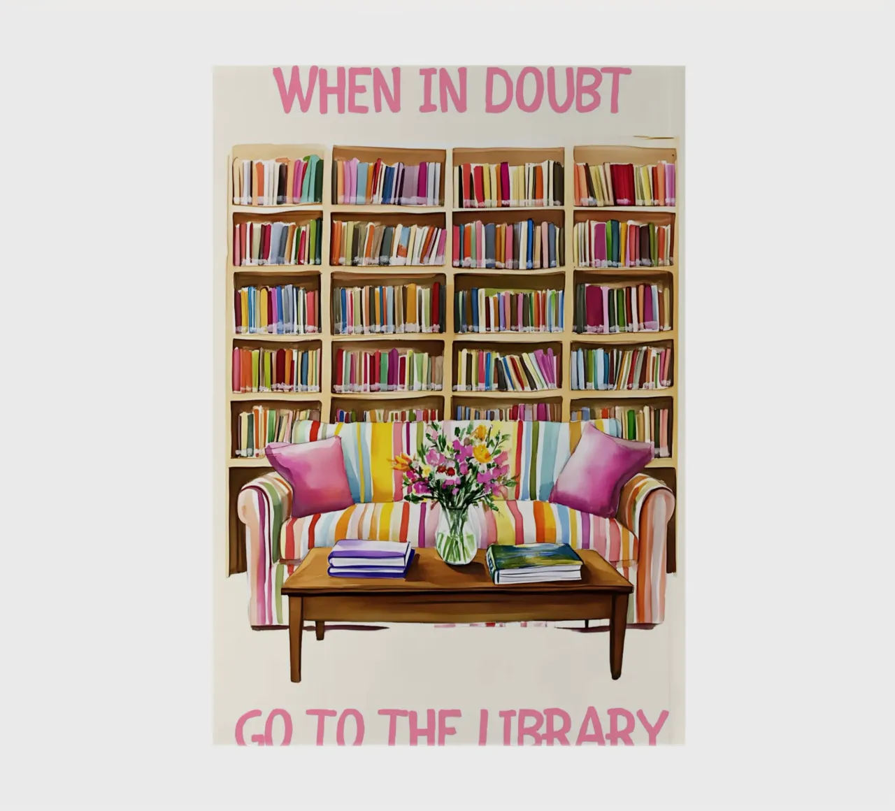 "Go to the Library" Cozy Reading Nook Poster notebook by vintagepod
