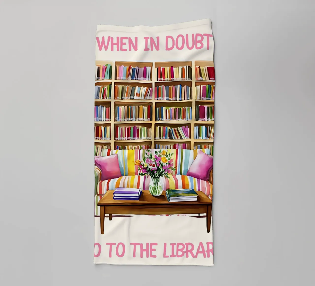 "Go to the Library" Cozy Reading Nook Poster towel by vintagepod