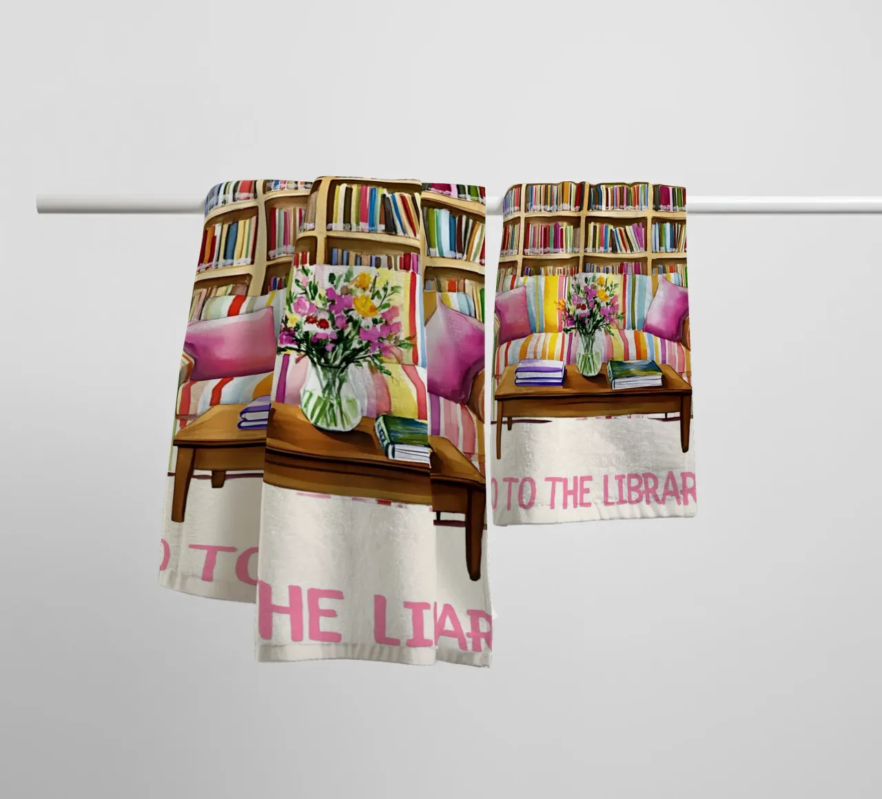 "Go to the Library" Cozy Reading Nook Poster towel by vintagepod