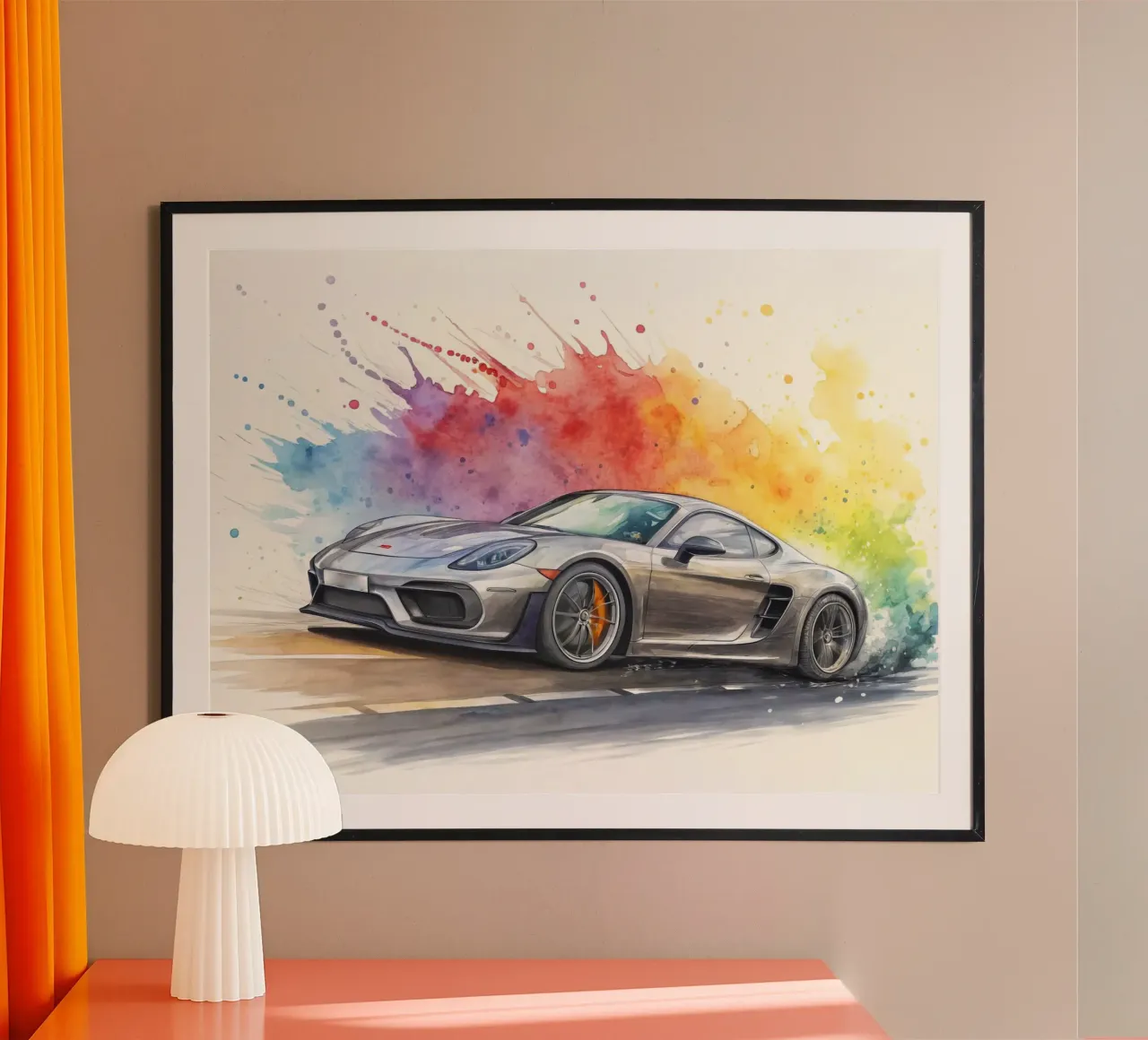 Acquerello Porsche poster con telaio in legno da 🥝 KIWI STORE