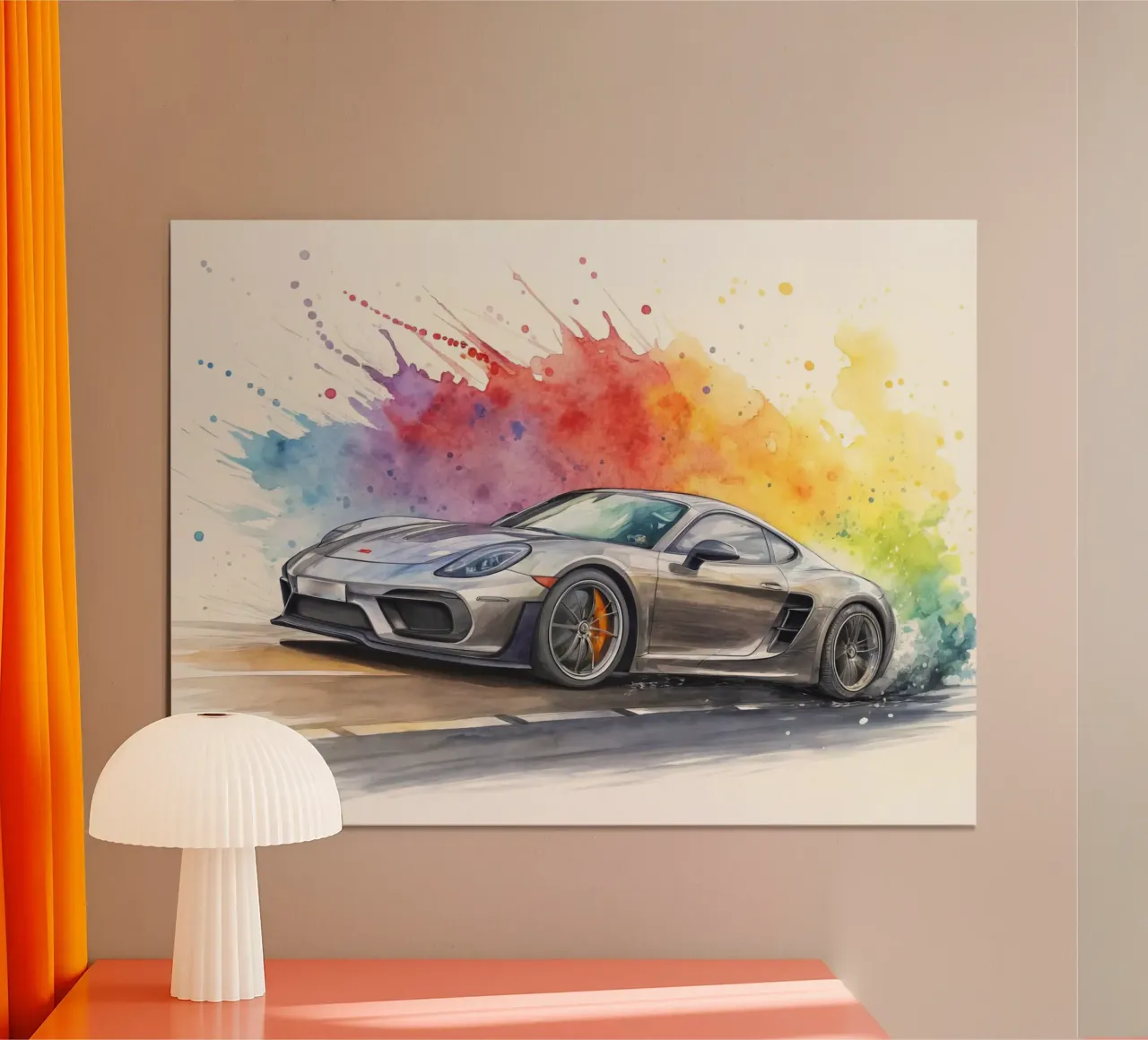 Acquerello Porsche poster con telaio in legno da 🥝 KIWI STORE