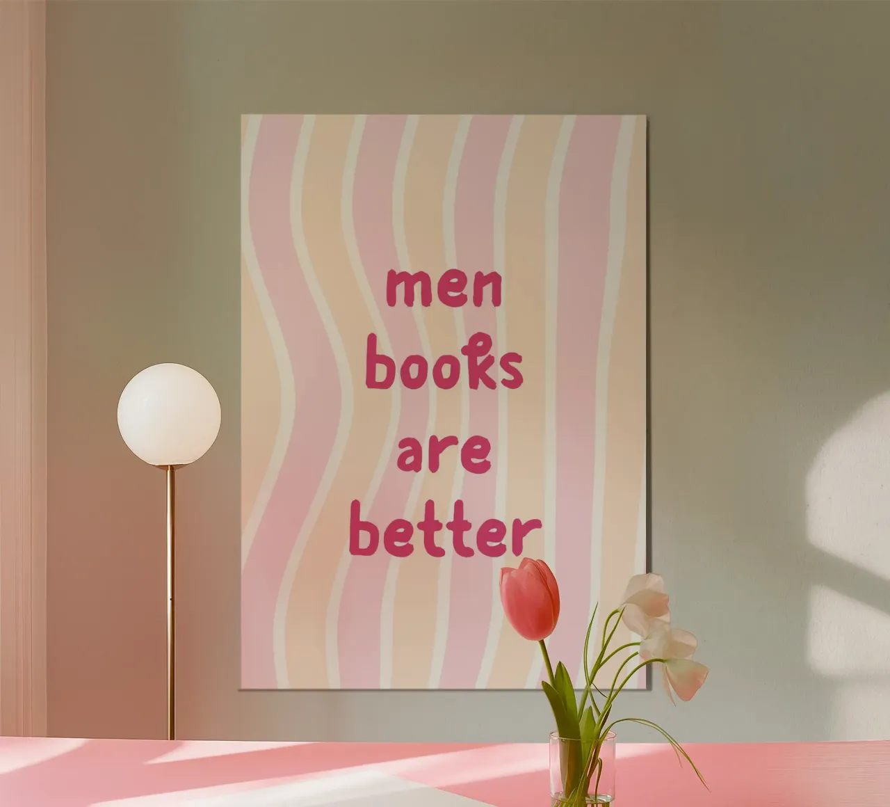 Poster con citazione umoristica "I libri degli uomini sono migliori". poster con telaio in legno da vintagepod