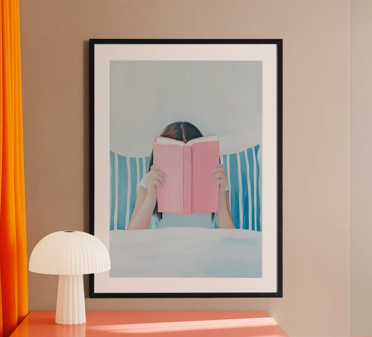 Lectura en la cama - Acogedor Book Lover Art Print poster de vintagepod