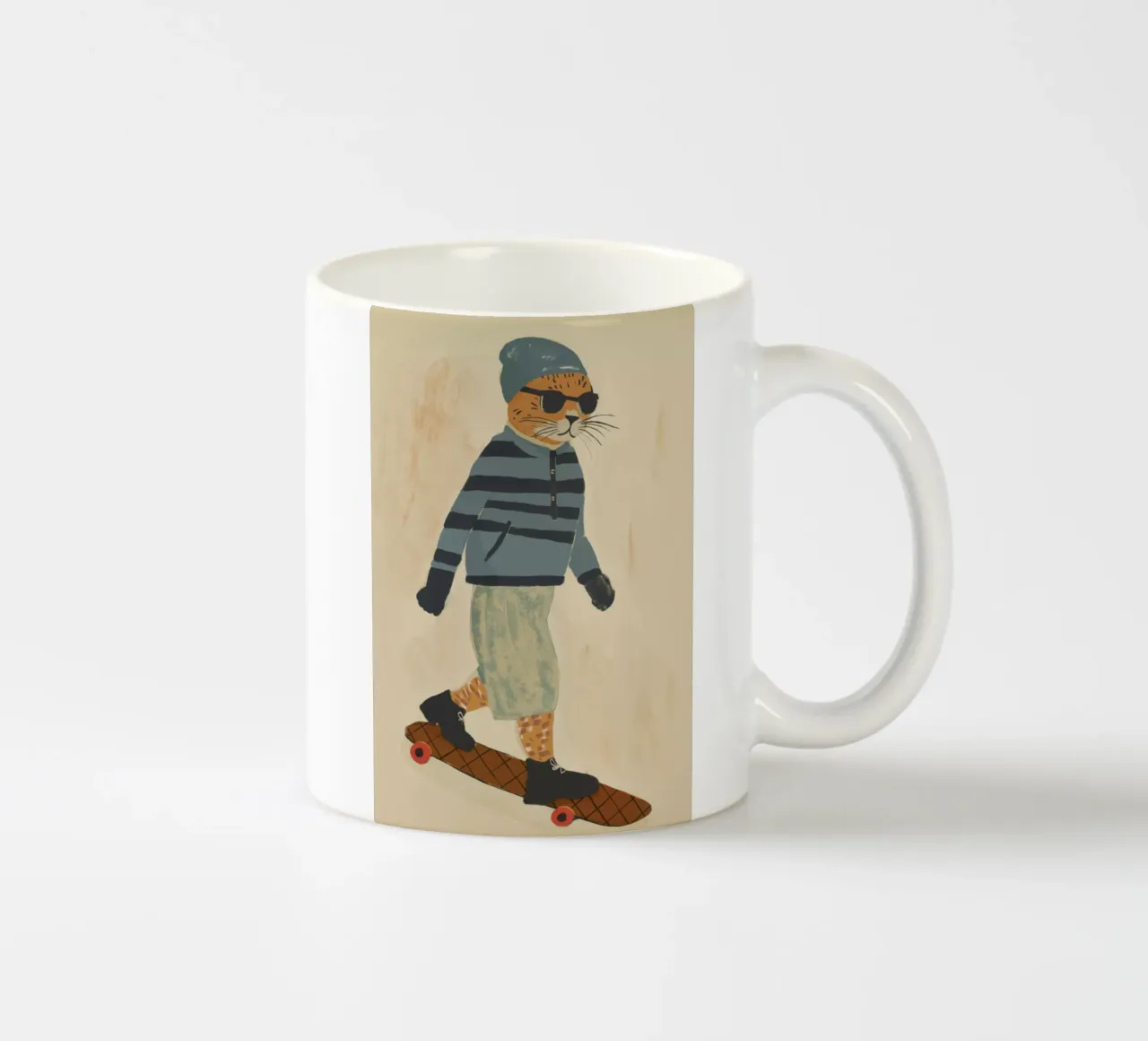 Skating Tiger tazza in ceramica da treechild