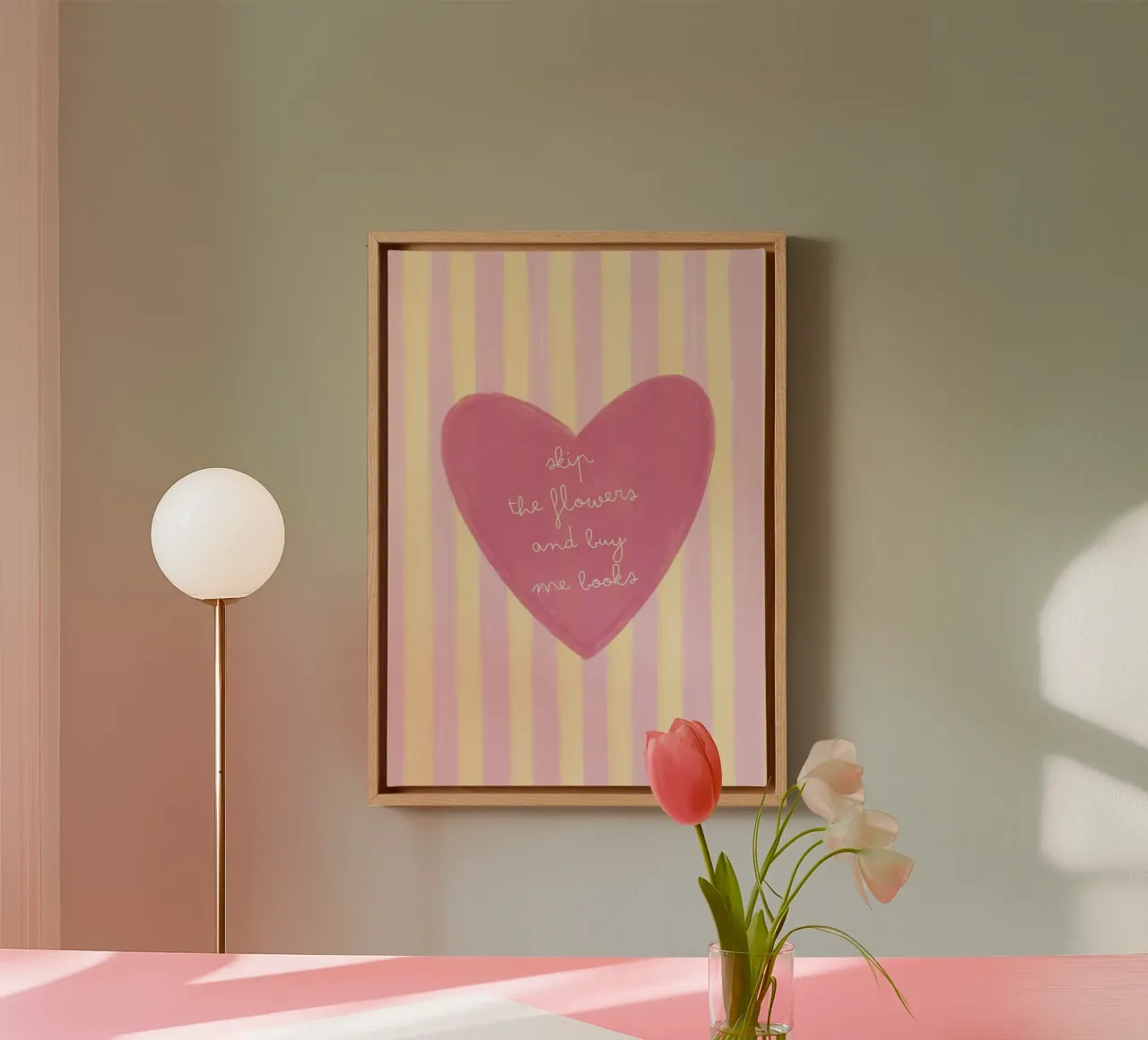 "Impresión artística "Sáltate las flores, cómprame libros lienzo con Marco flotante de vintagepod