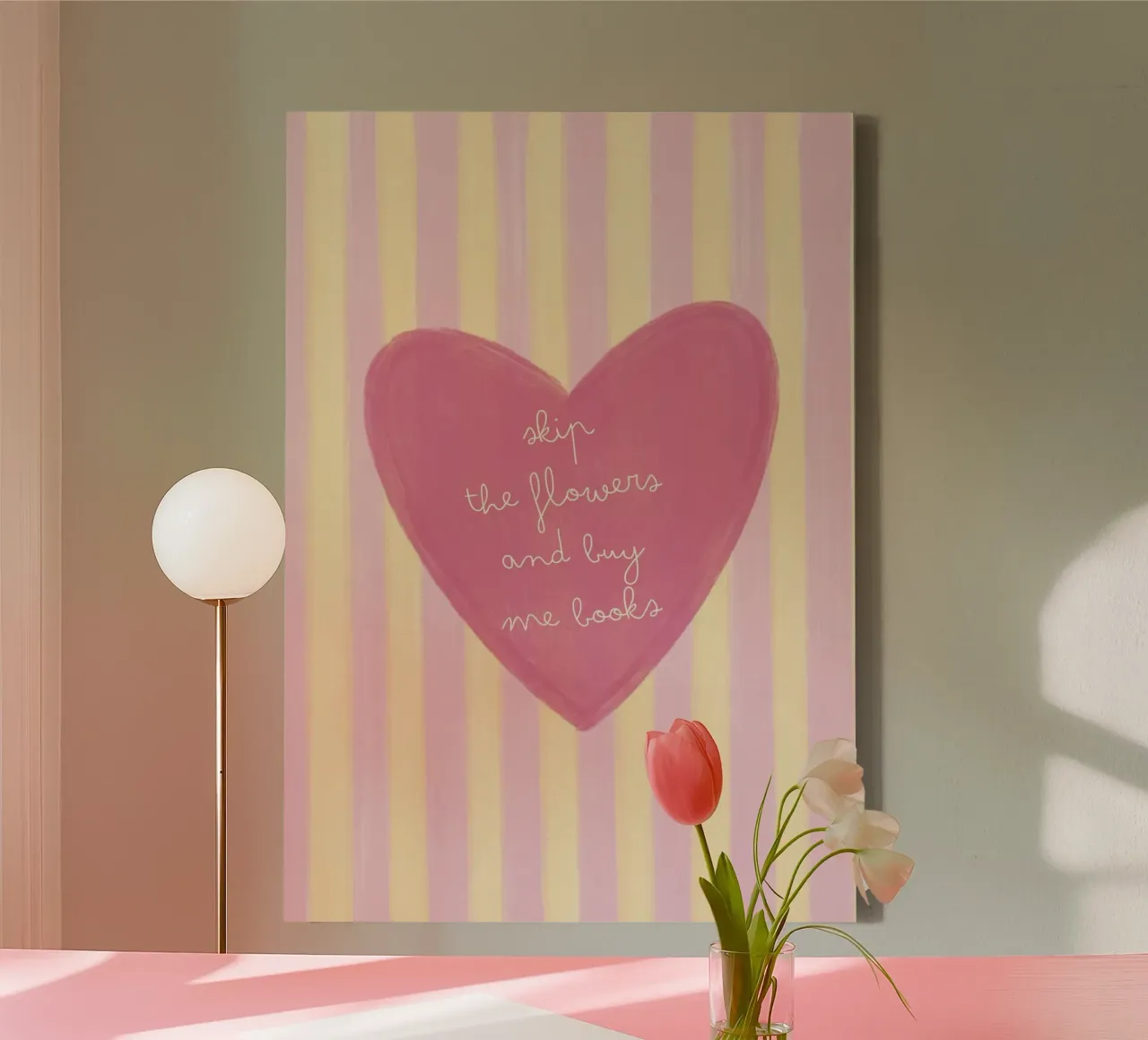 "Impresión artística "Sáltate las flores, cómprame libros lienzo con Marco flotante de vintagepod