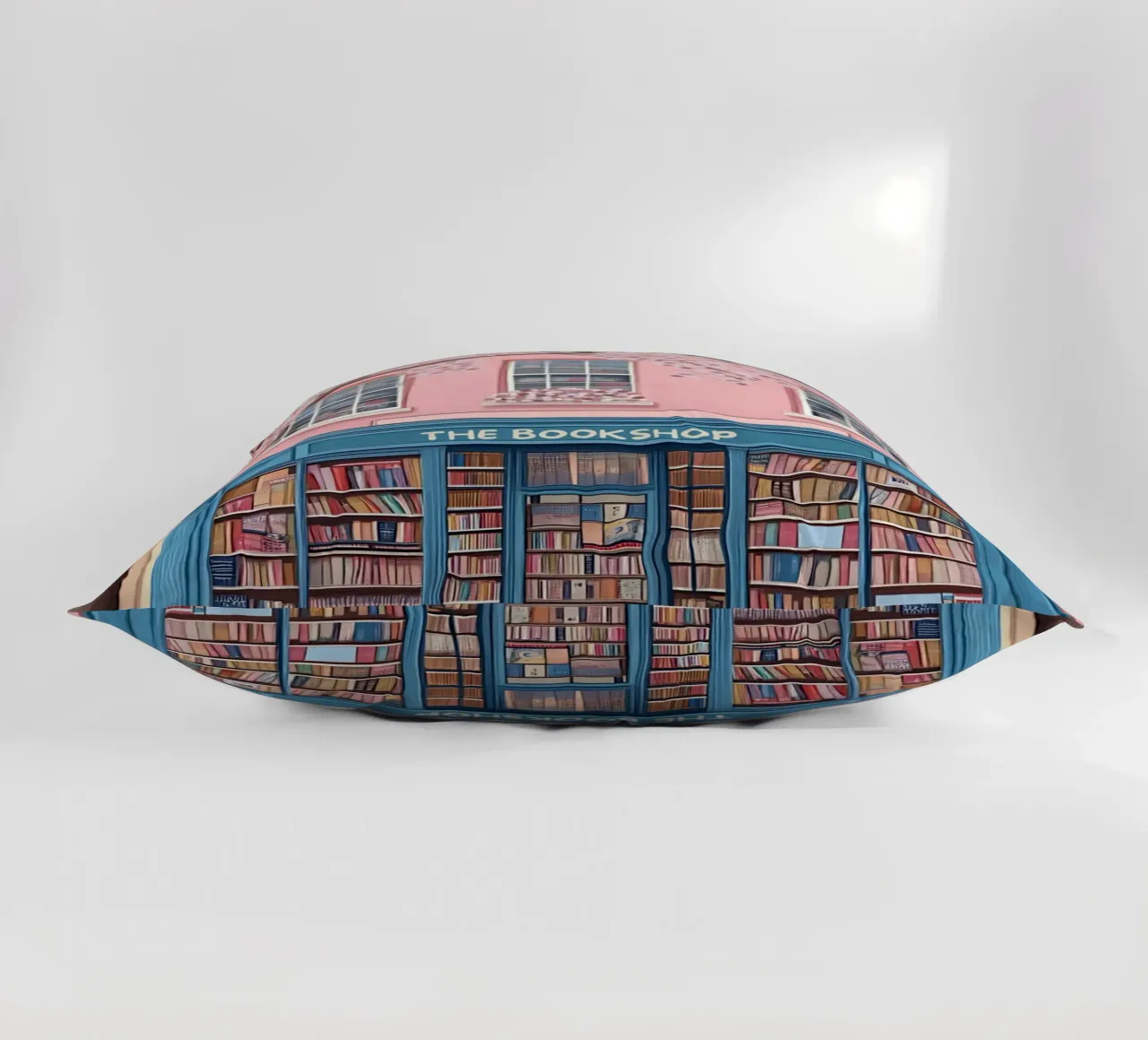 Illustrazione di una libreria di charme con fiori di ciliegio cuscino da vintagepod