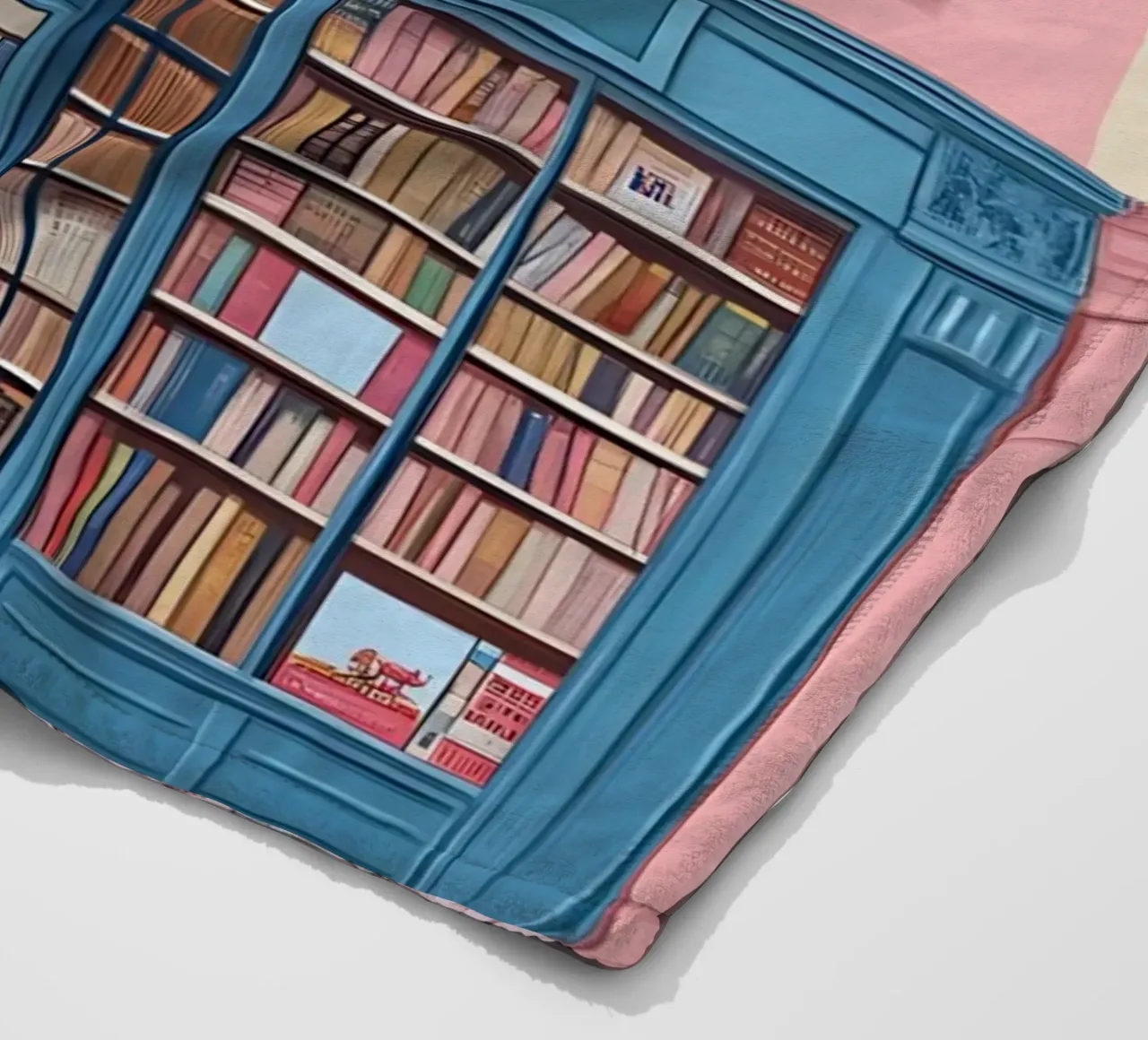 Illustrazione di una libreria di charme con fiori di ciliegio coperta in pile da vintagepod