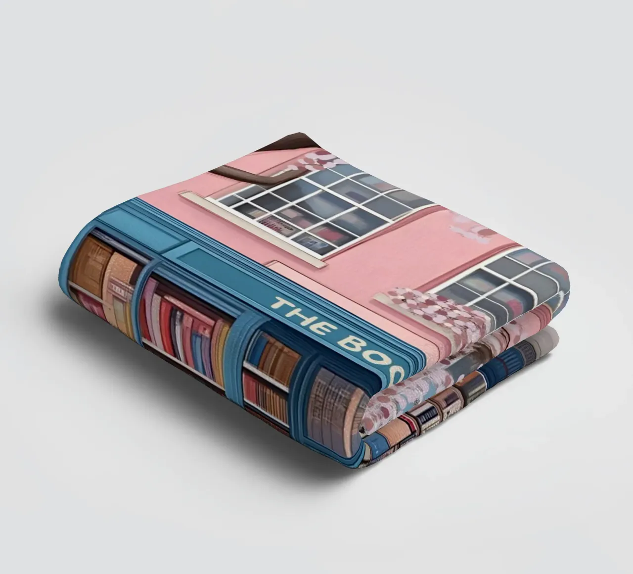 Illustrazione di una libreria di charme con fiori di ciliegio asciugamano da bagno da vintagepod