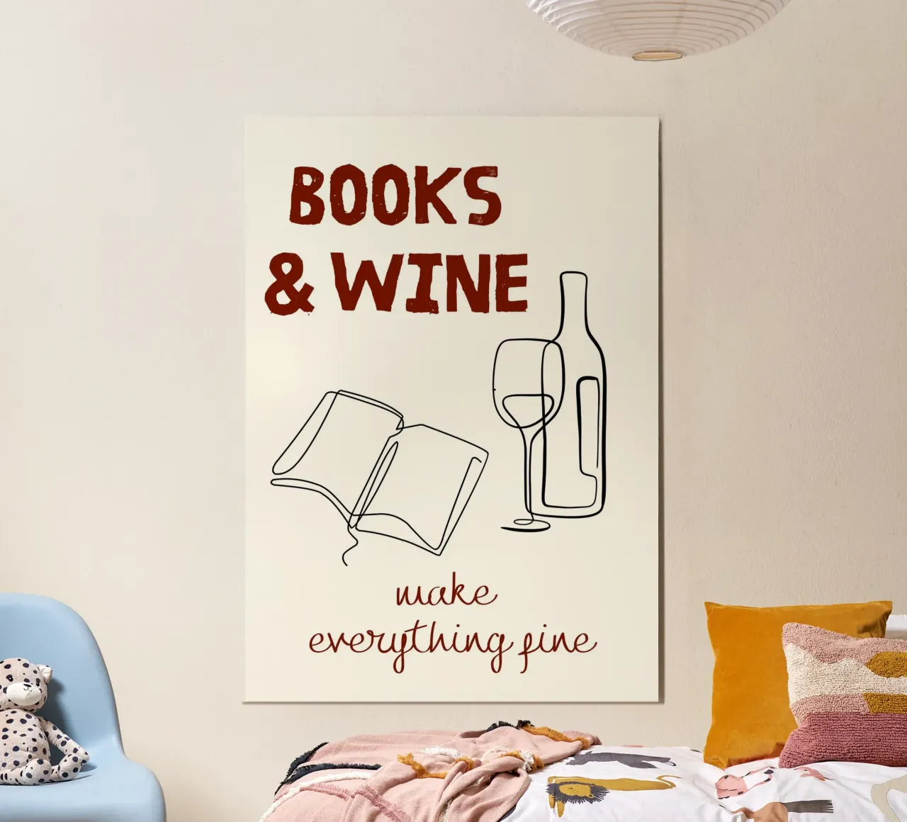 Books & Wine - Line Art Quote Print Poster von vintagepod