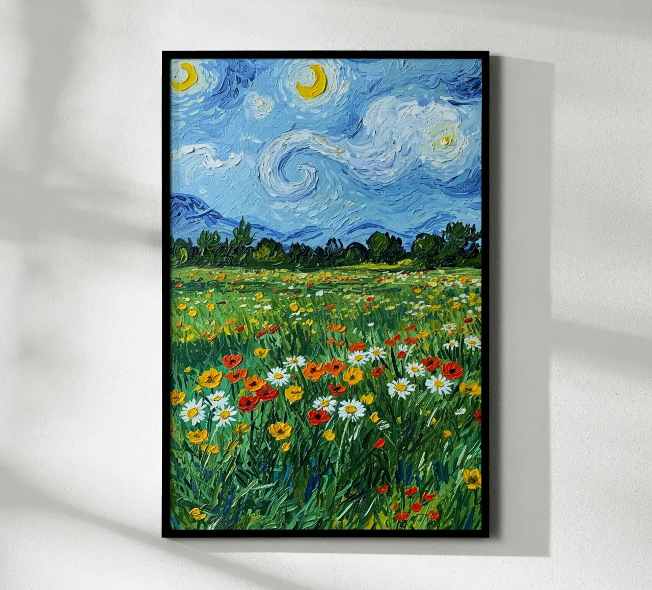 grassy meadow daisies poster con telaio in legno da Good days
