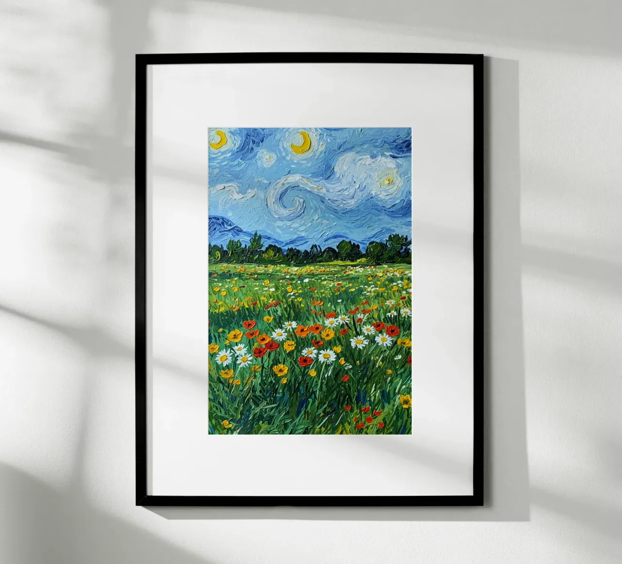 grassy meadow daisies poster con telaio in legno da Good days