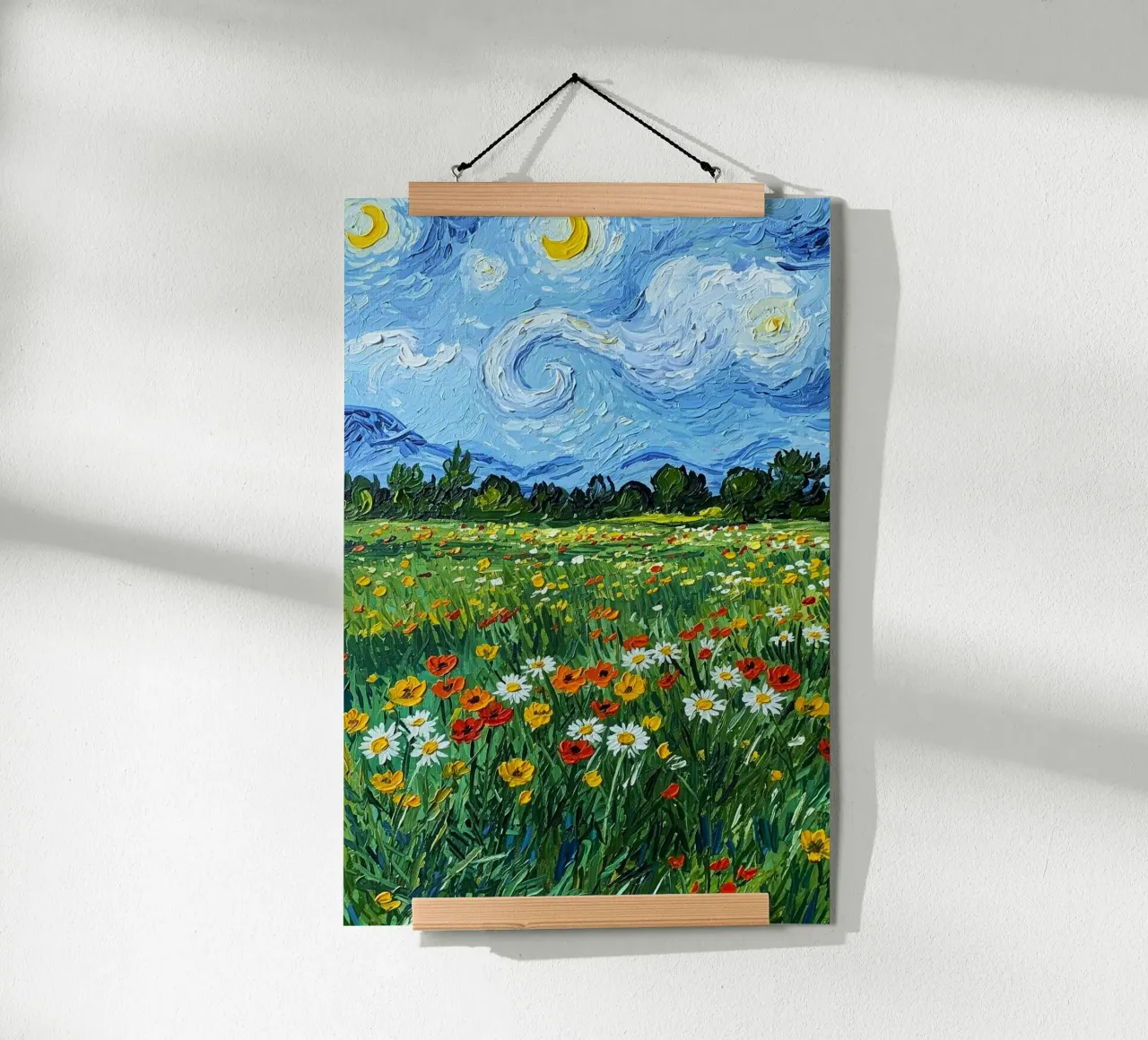 grassy meadow daisies poster con telaio in legno da Good days