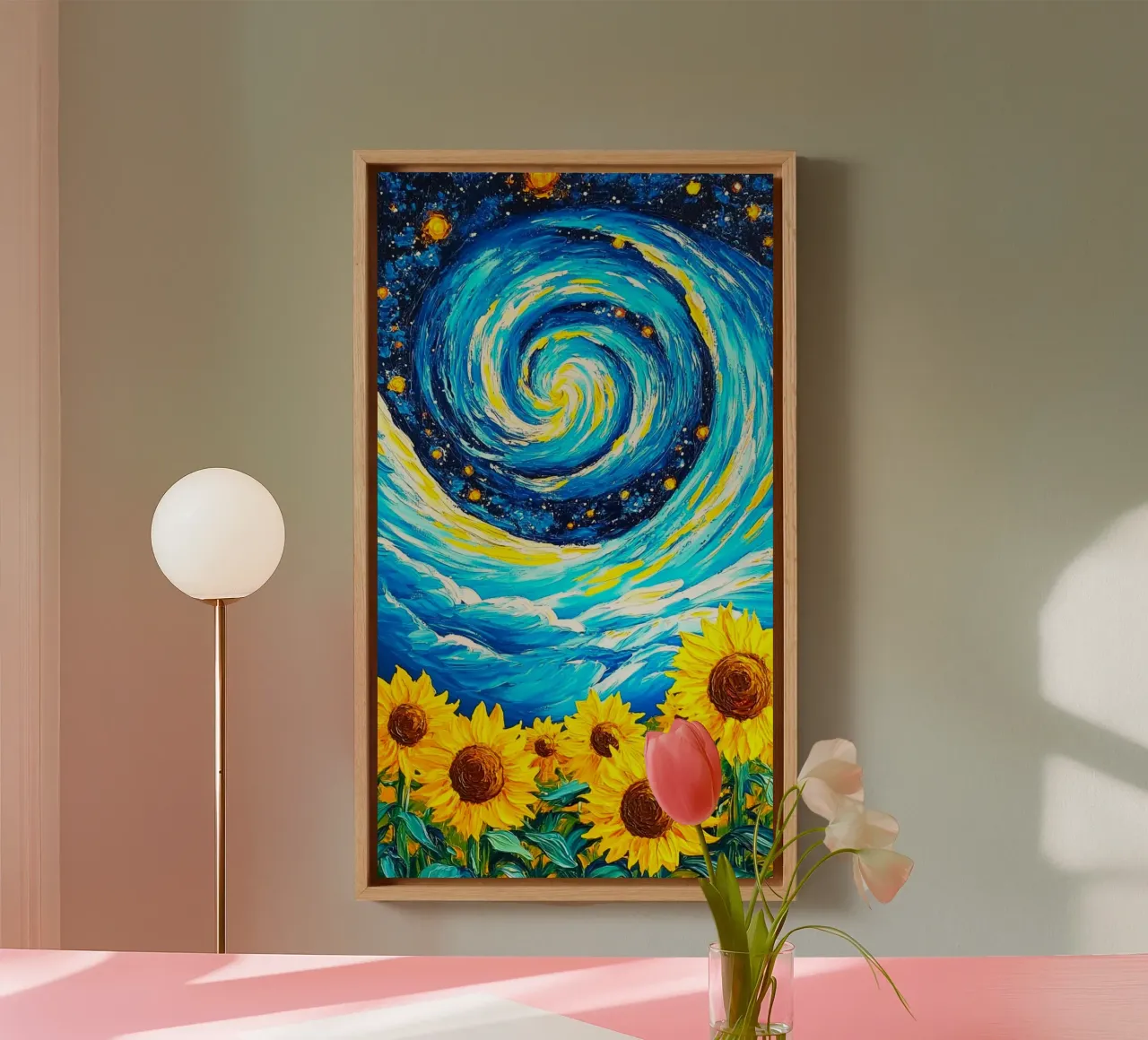 vibrant colors field fantasy canvas with Floater frame by Good days