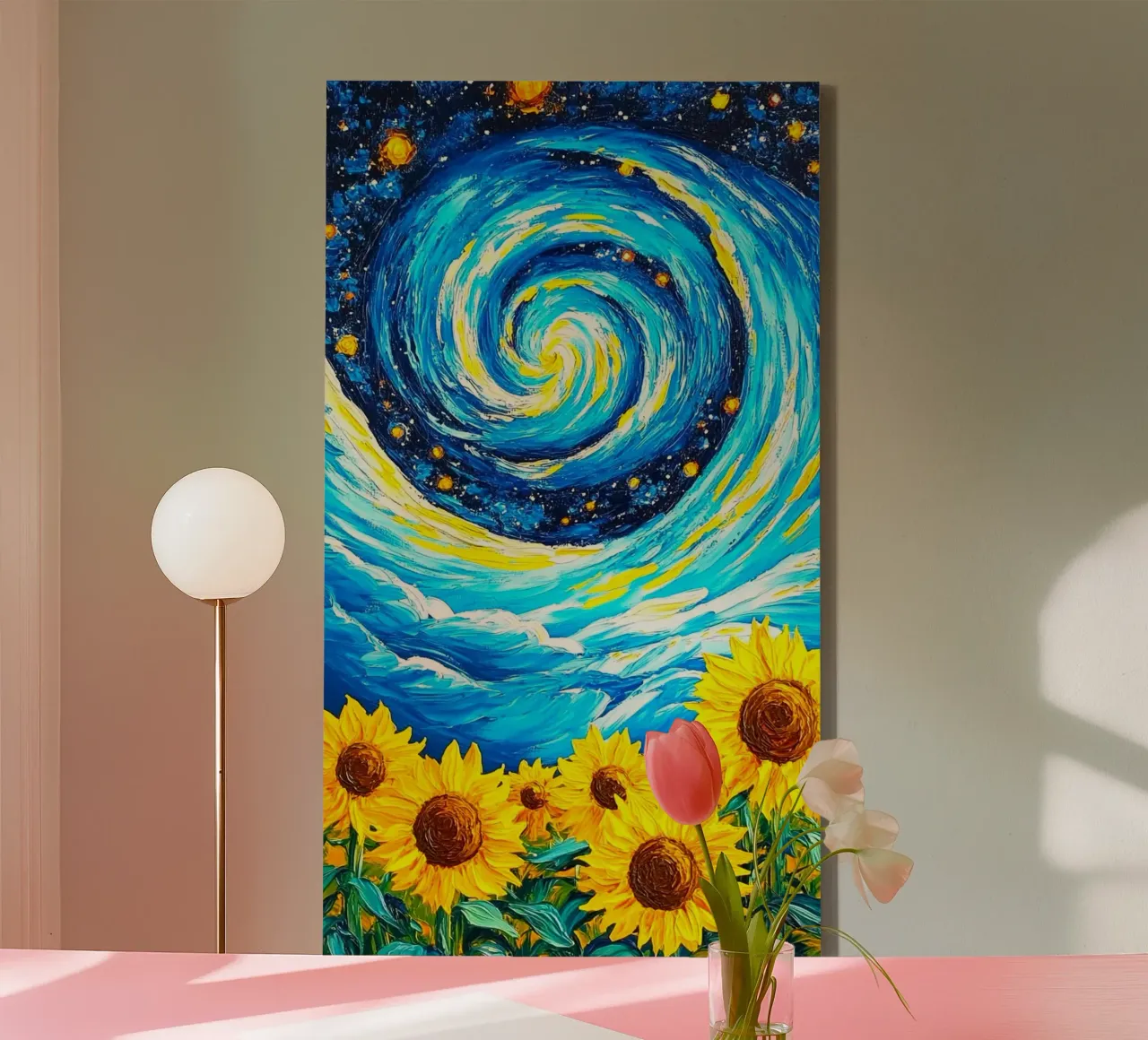 vibrant colors field fantasy canvas with Floater frame by Good days