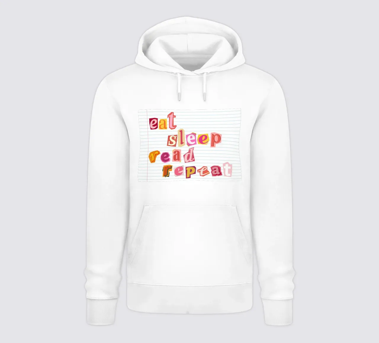 Poster tipografico "Eat Sleep Read Repeat" ritagliato felpa con cappuccio da vintagepod