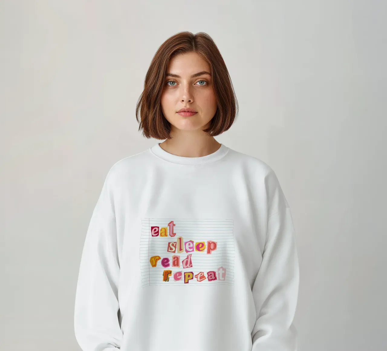 Poster tipografico "Eat Sleep Read Repeat" ritagliato felpa da vintagepod