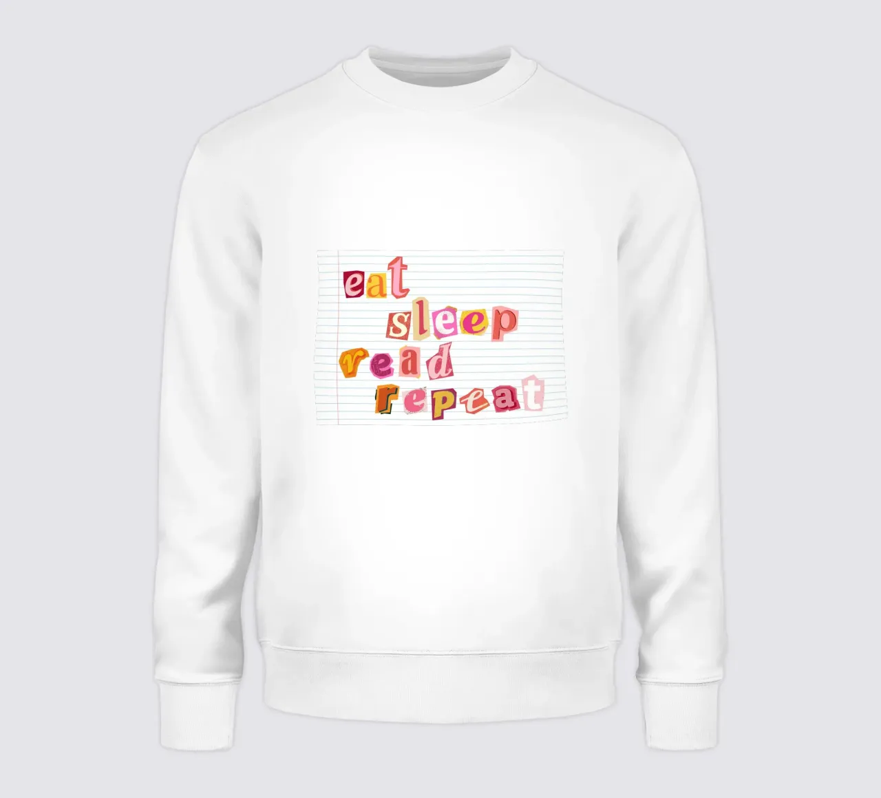 Poster tipografico "Eat Sleep Read Repeat" ritagliato felpa da vintagepod